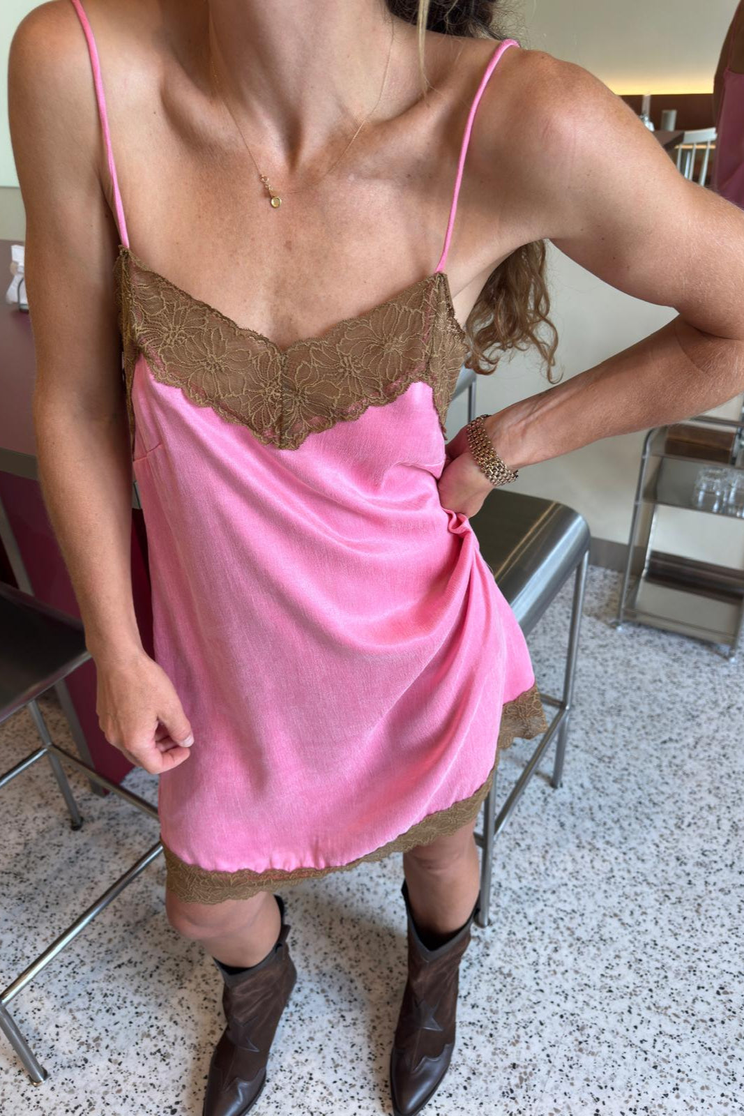 Sukienka Kim Rose Pink/Brown - 1