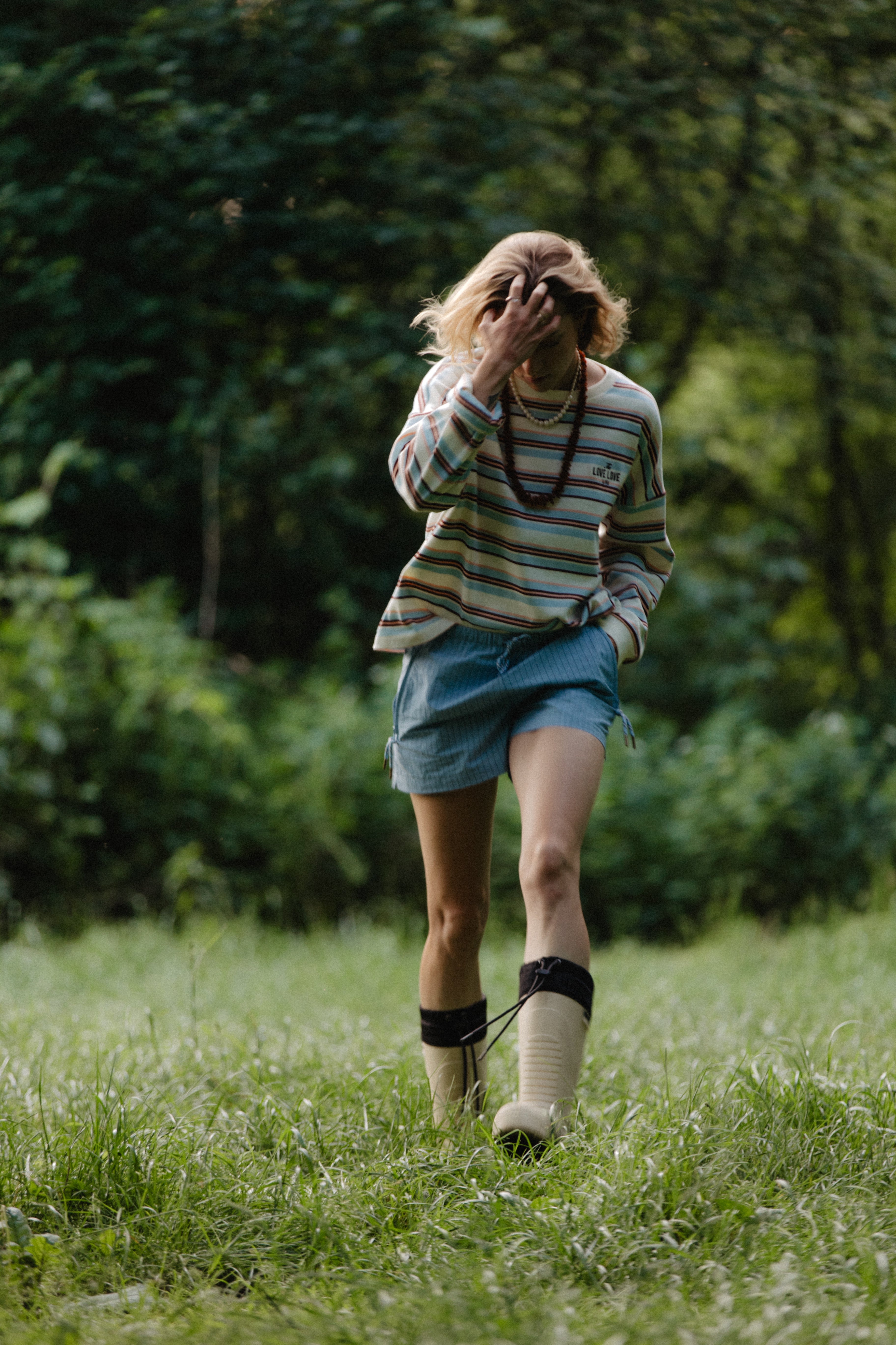 Mia Blue Stripes x LARA Shorts - 1