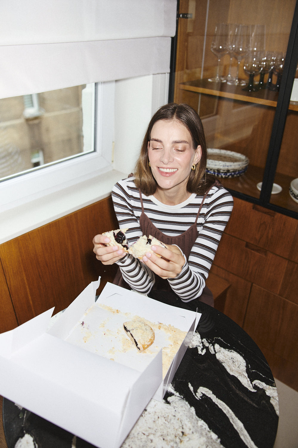 Longsleeve Linda Ecru/Brown Stripes - 5