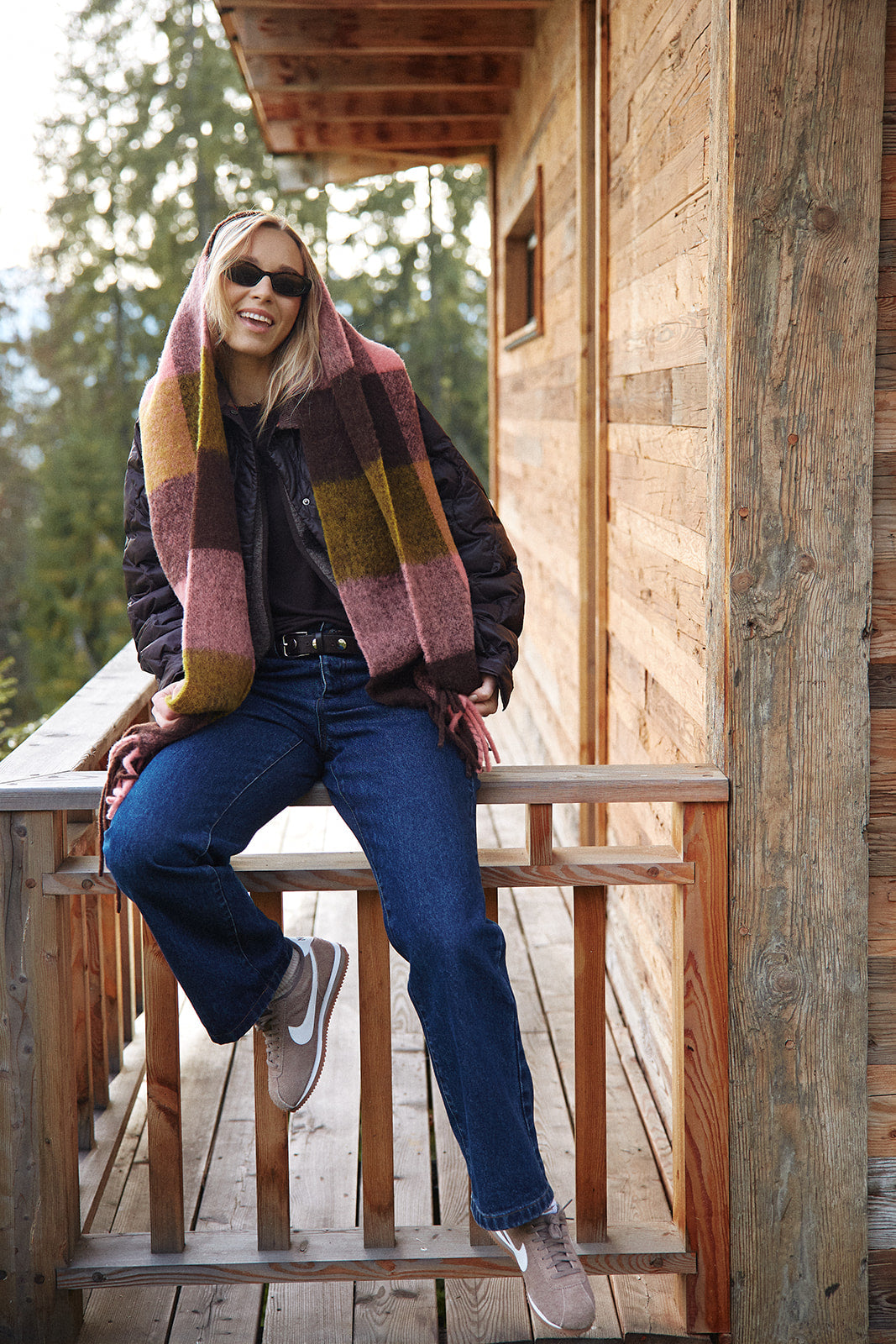 Szalik z wełny Alpaki Pink Brown