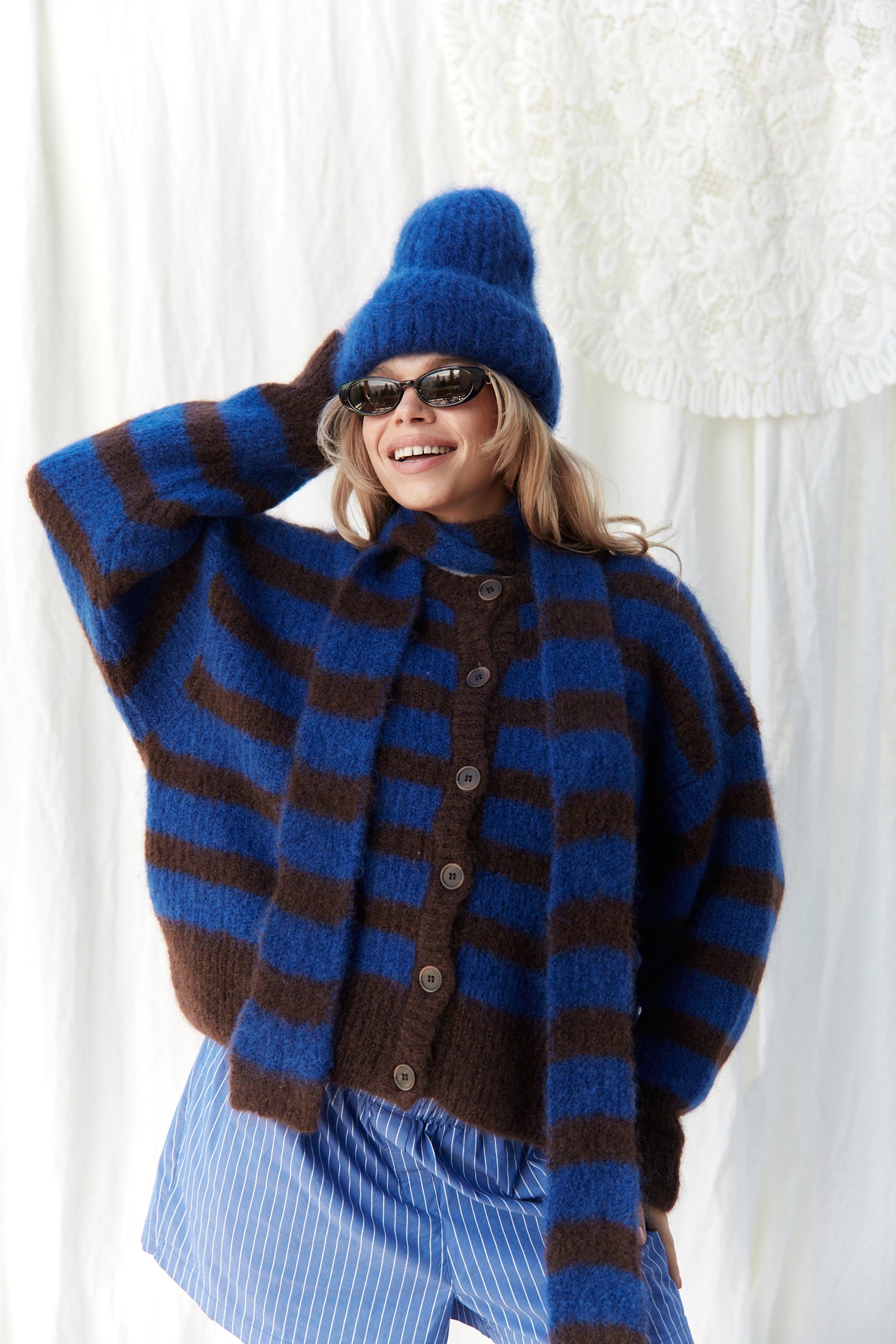 Szalik Lago Blue & Brown