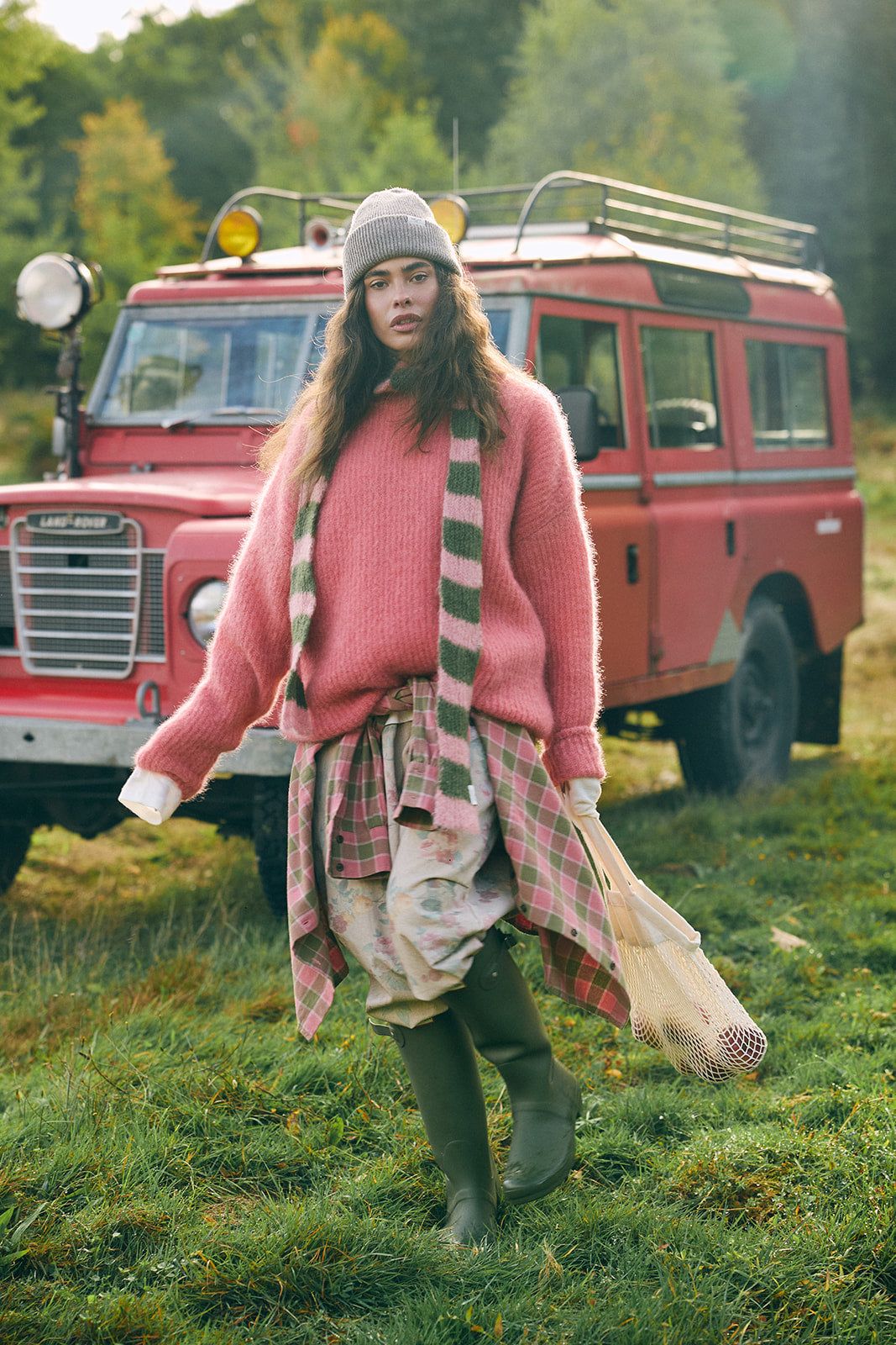 Schal Lago Khaki & Pink