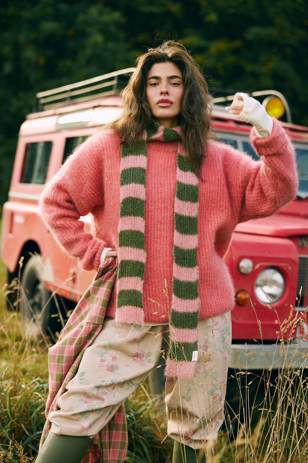 Schal Lago Khaki & Pink