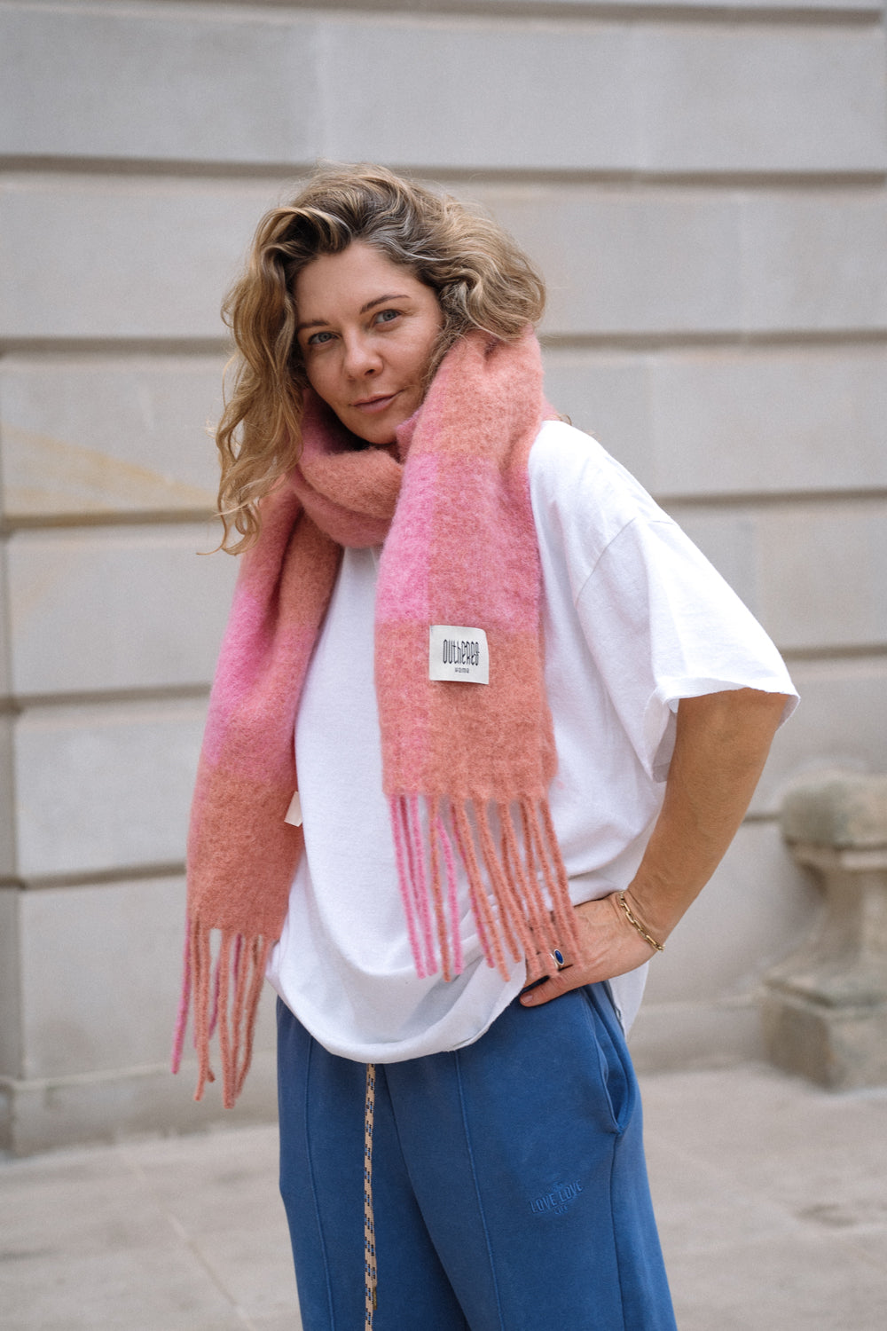 Szalik w kratę karo Pink - 1