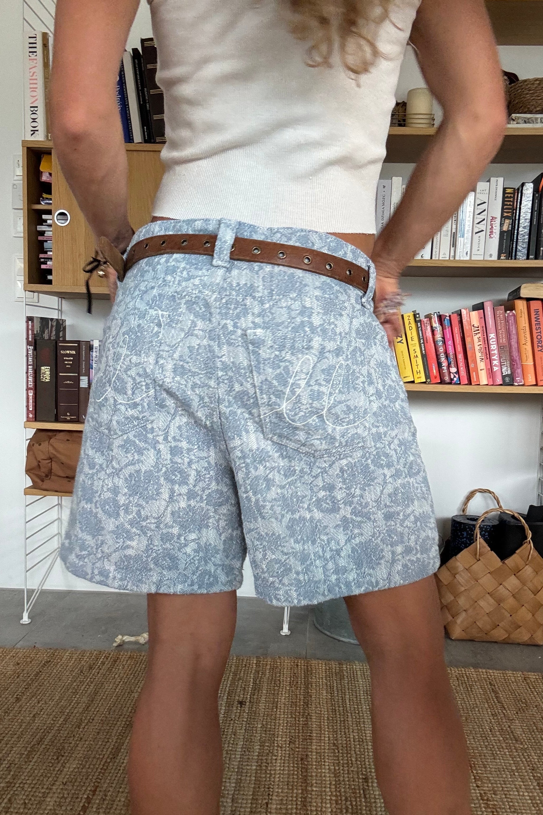 Joline Blue Jacquard Shorts - 3