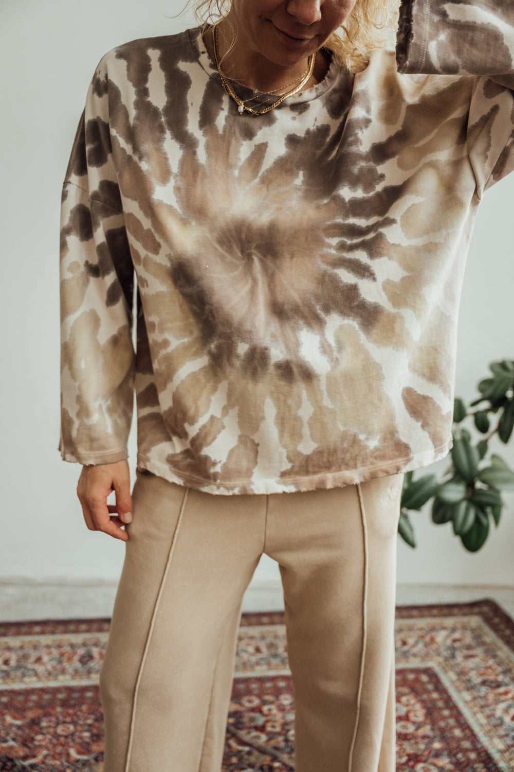 Longsleeve Toledo Brown Tie Dye Heavy