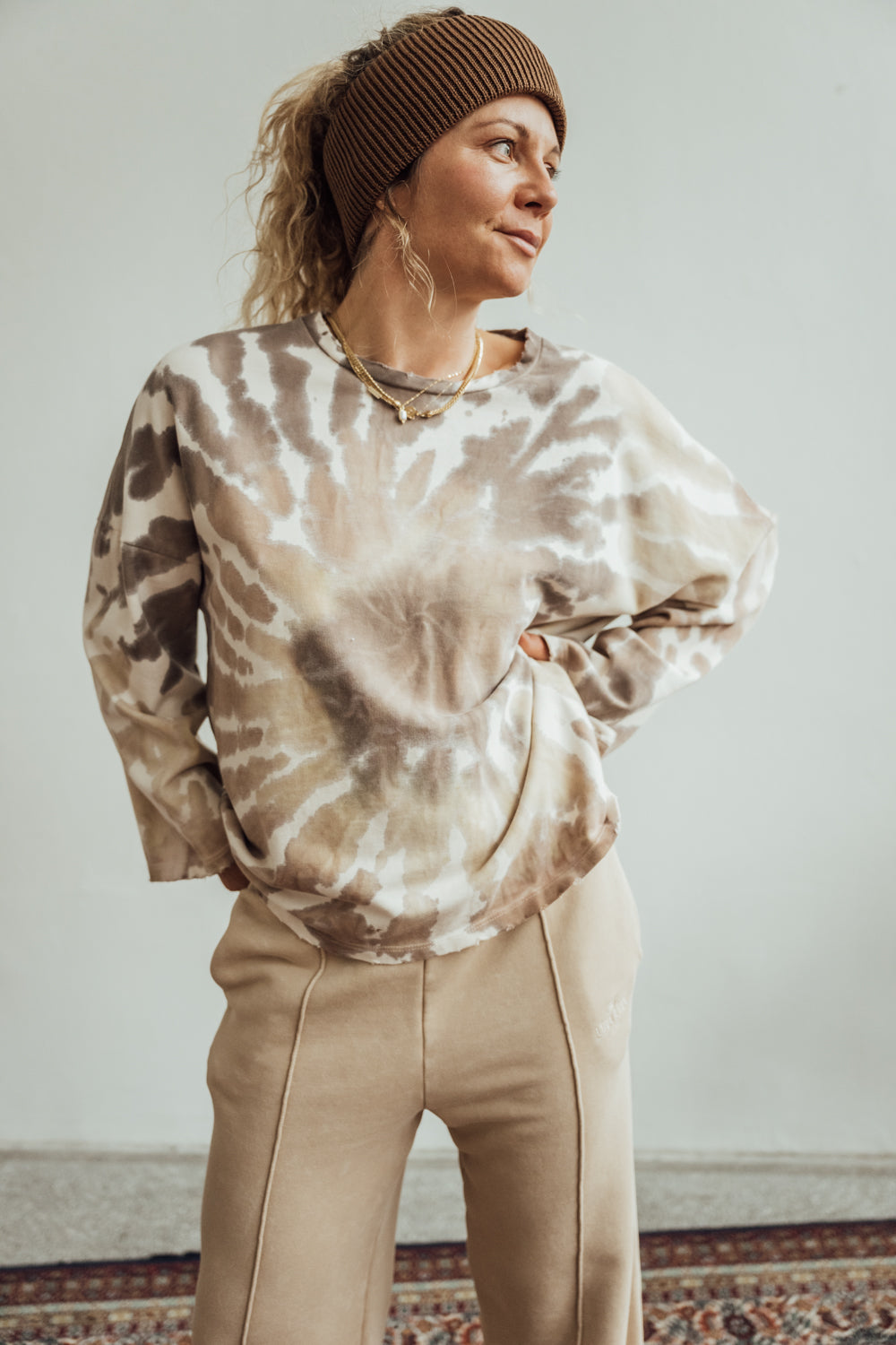 Longsleeve Toledo Brown Tie Dye Heavy