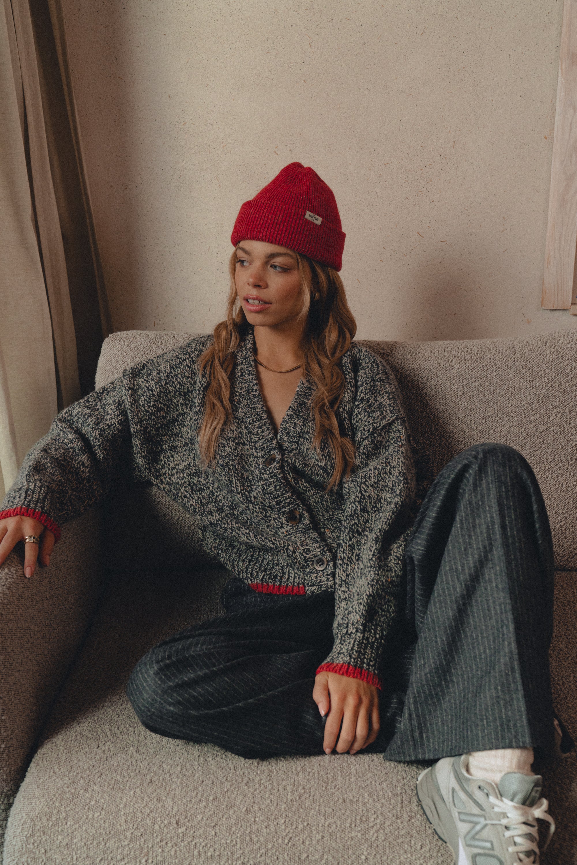 Sweter Como BL/Ecru Melange + Red - 2