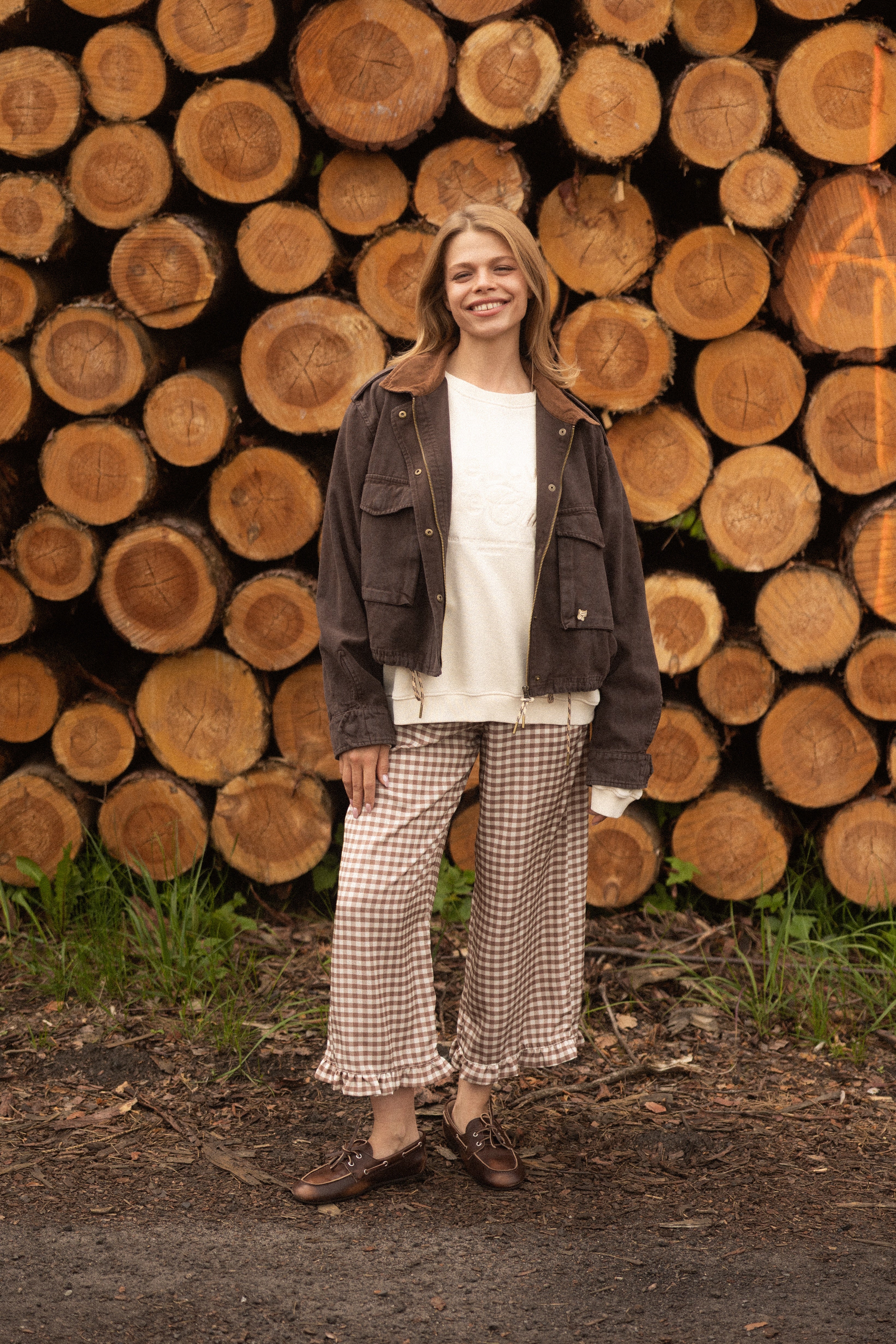 Spodnie Capri Brown Plaid - 2