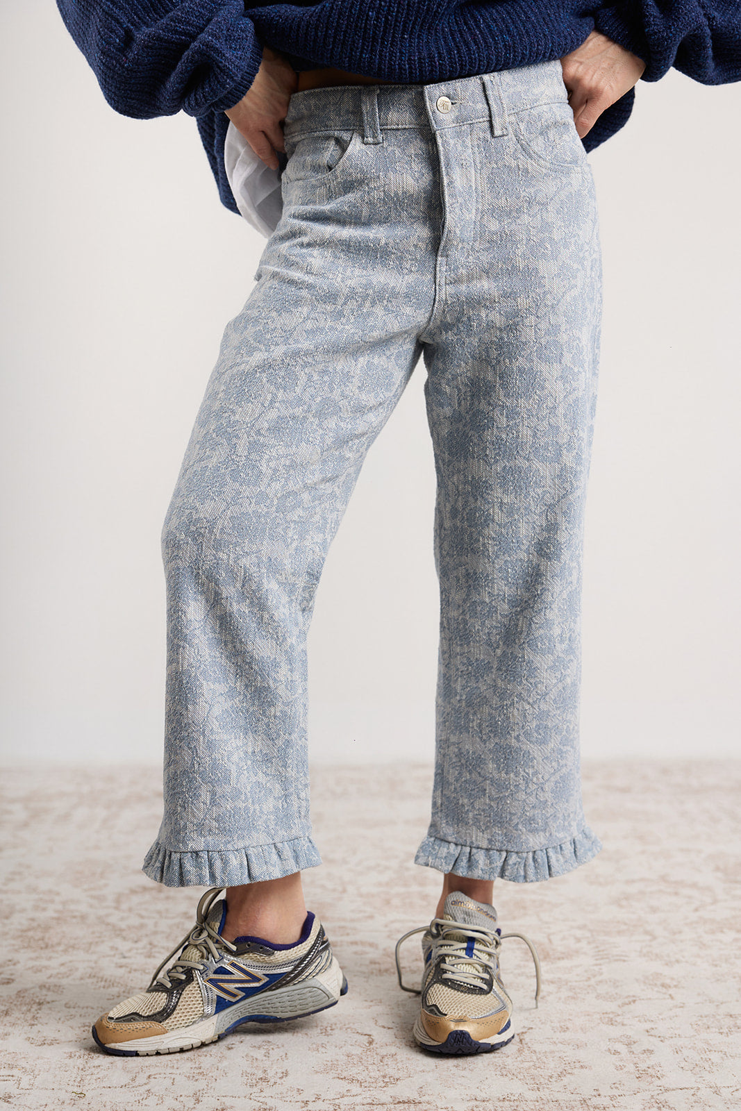 Spodnie Capri Blue Jacquard