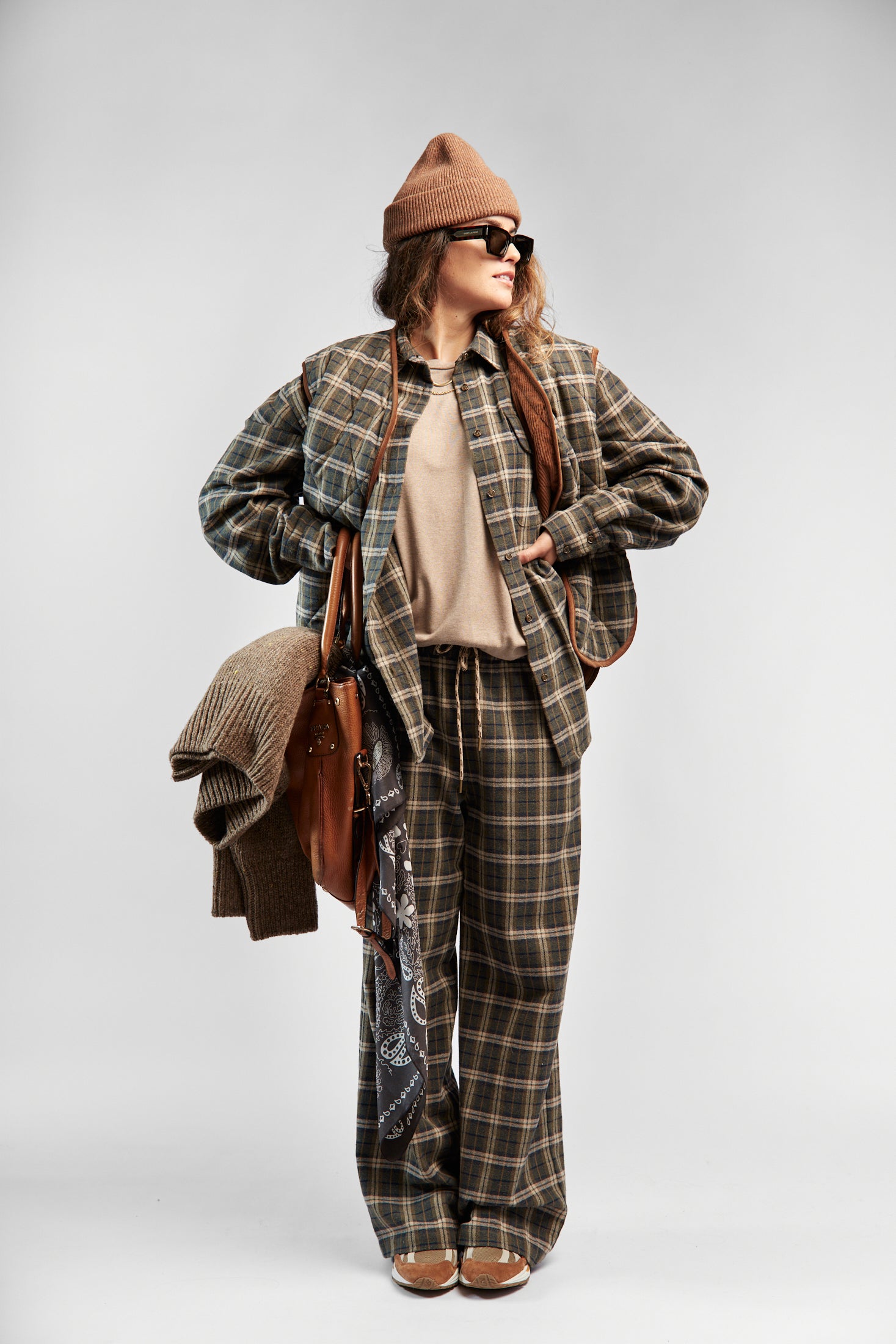 Fall Khaki Plaid Pants
