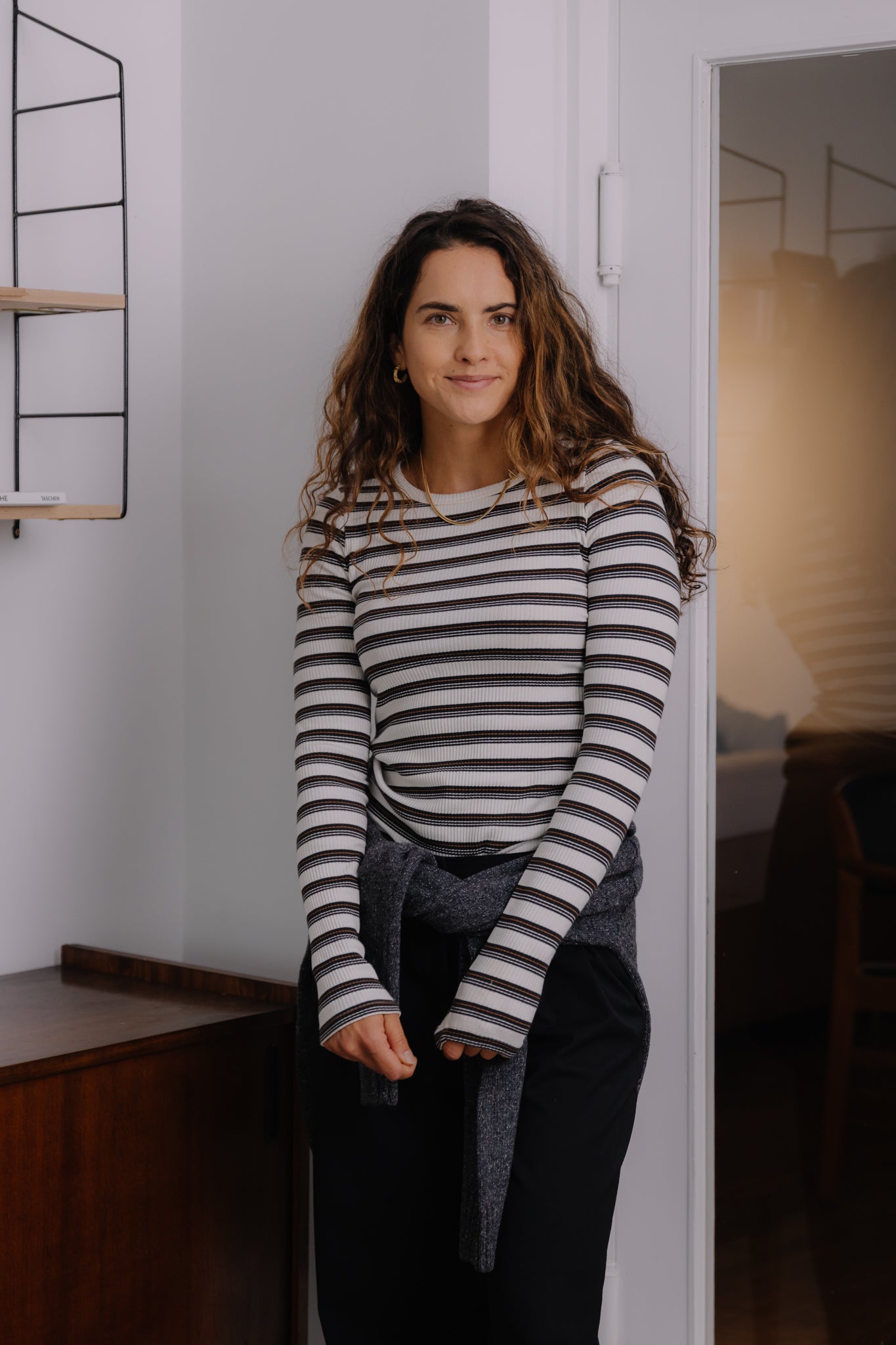 Longsleeve Linda Ecru/Brown Stripes - 4