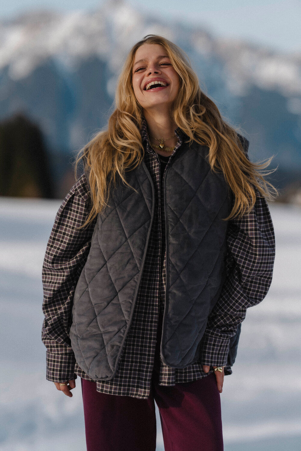 Tahoe 2.0 Grau-Blau karierte Weste - 3