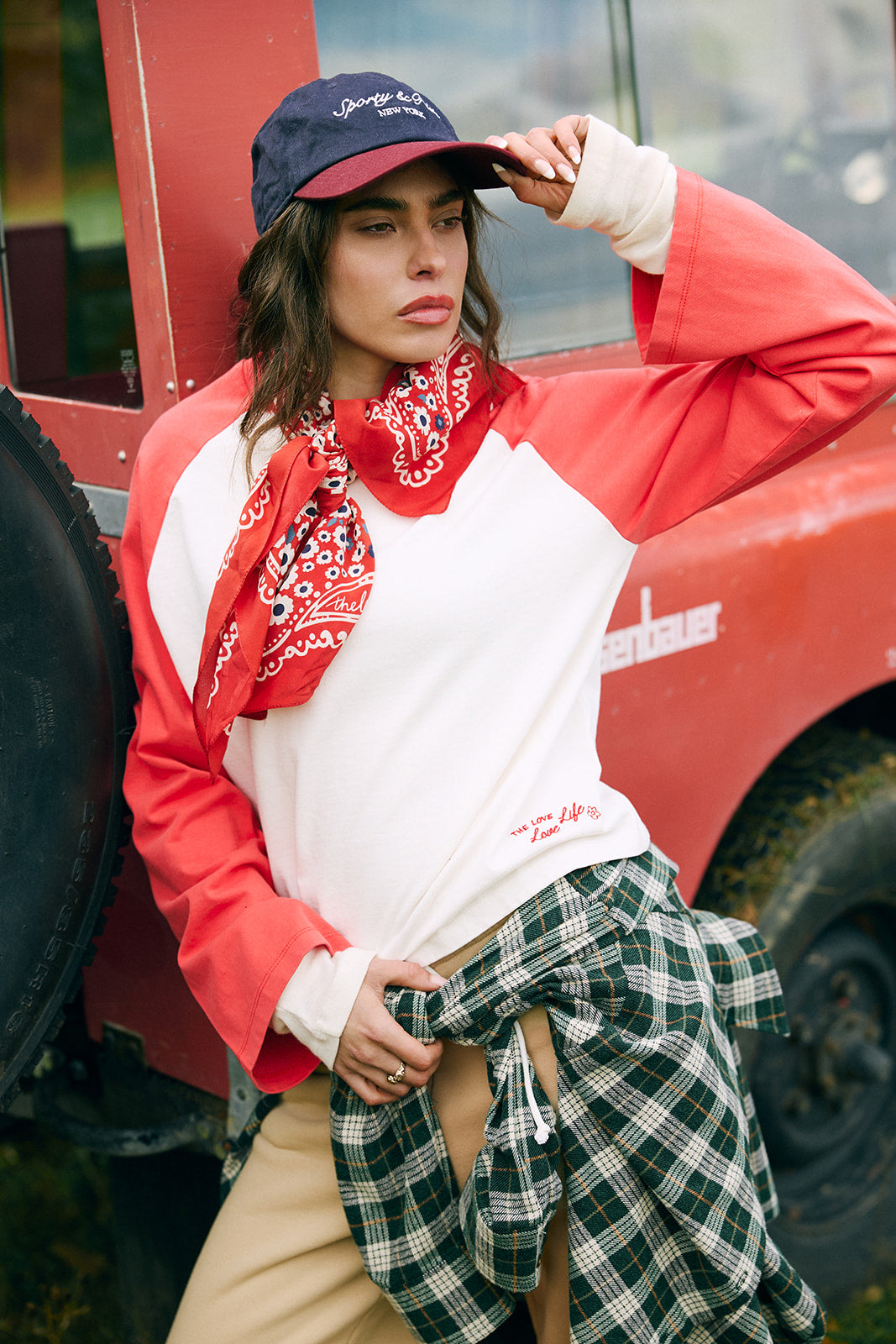 Langarmshirt Cora Rot & Ecru