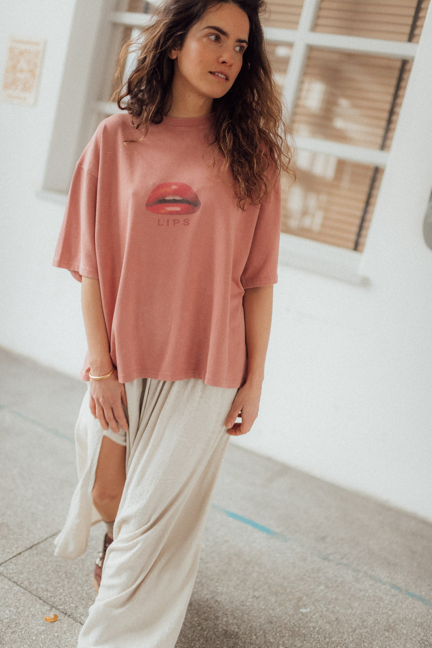 Bronx Light Pink Heavy LIPS T-shirt