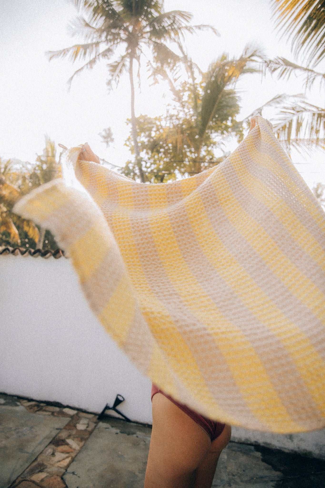 Ręcznik kąpielowy w paski Sunshine Yellow