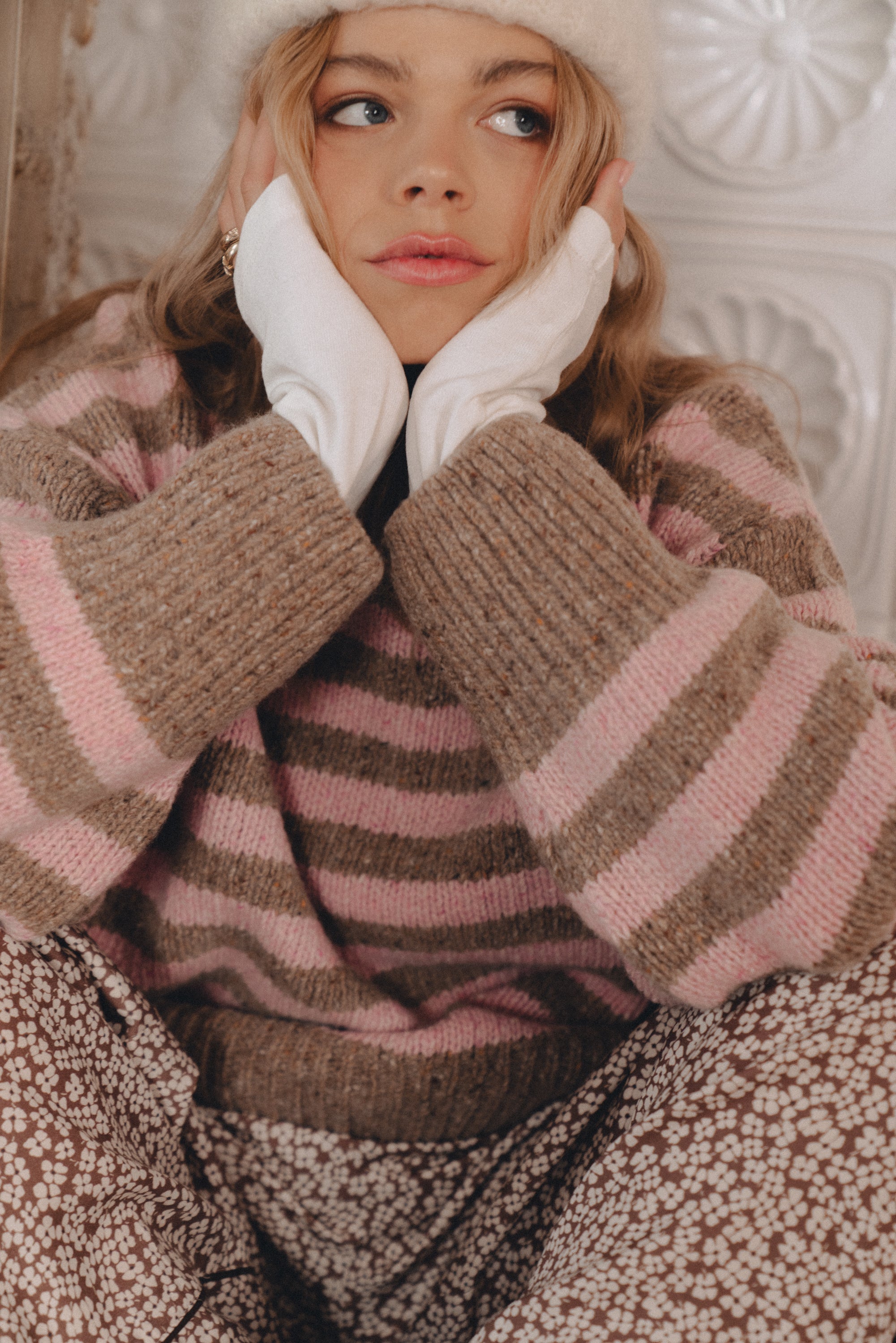 Sweter Cloud Pink/Brown Stripes