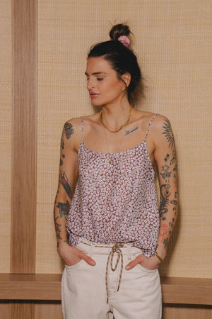 Top Kris Petit Flowers Brown