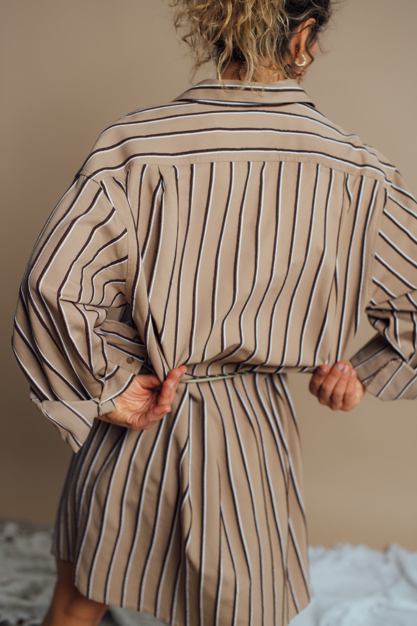 Adelaida Brown Stripes Dress 