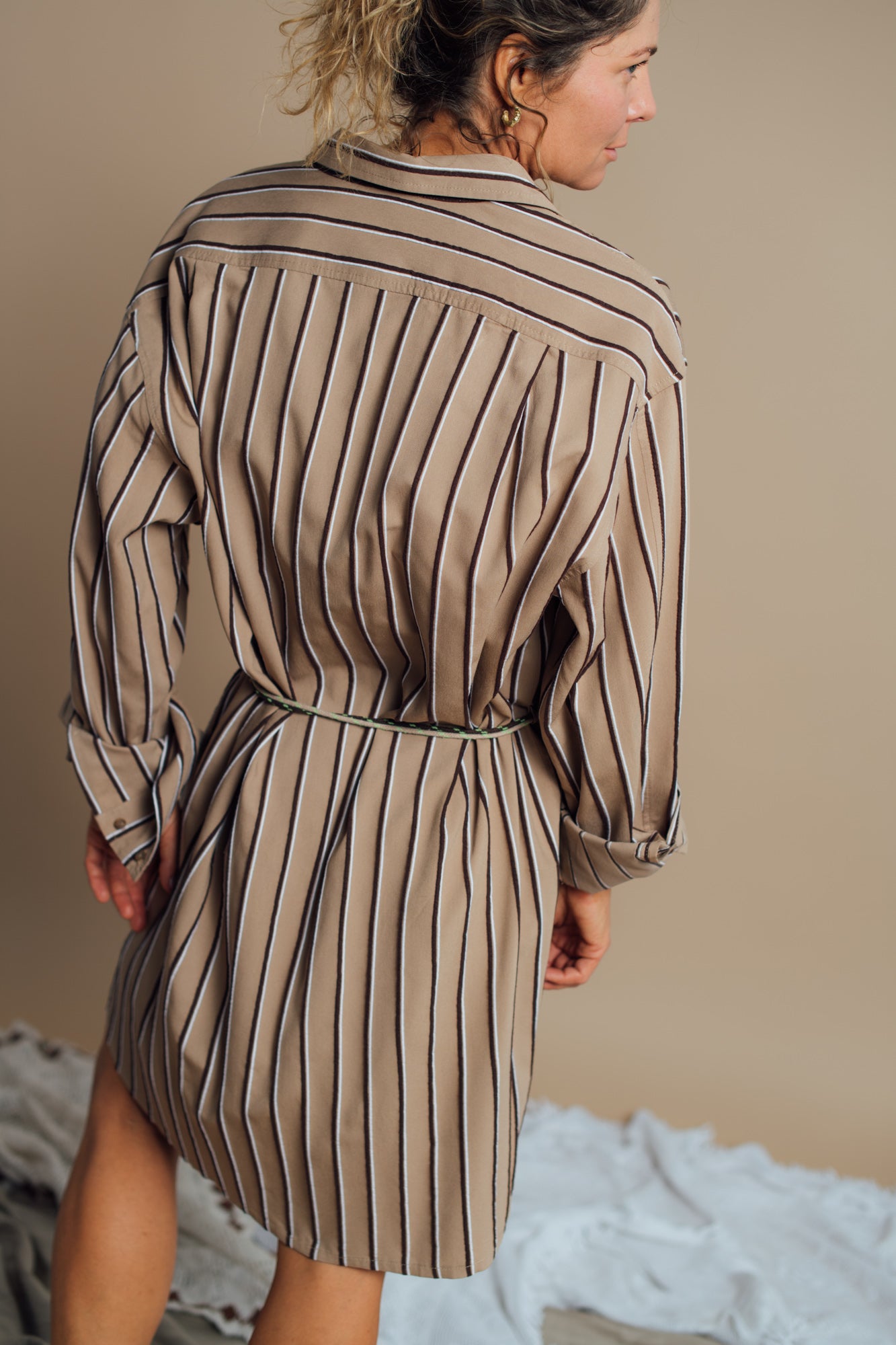 Adelaida Brown Stripes Dress 