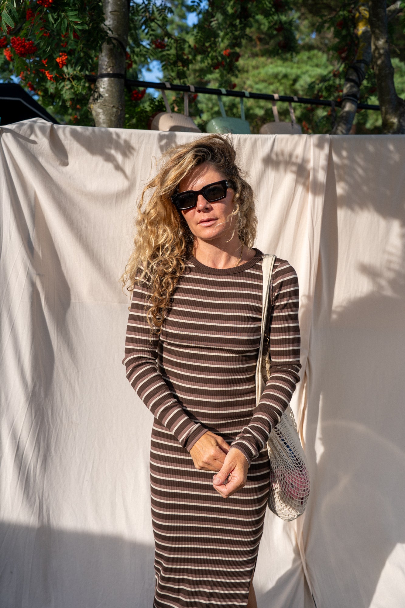 Viktoria Brown Stripes Dress - 20