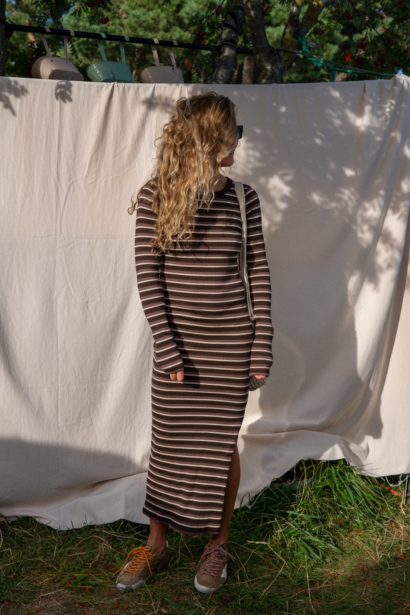 Viktoria Brown Stripes Dress - 19