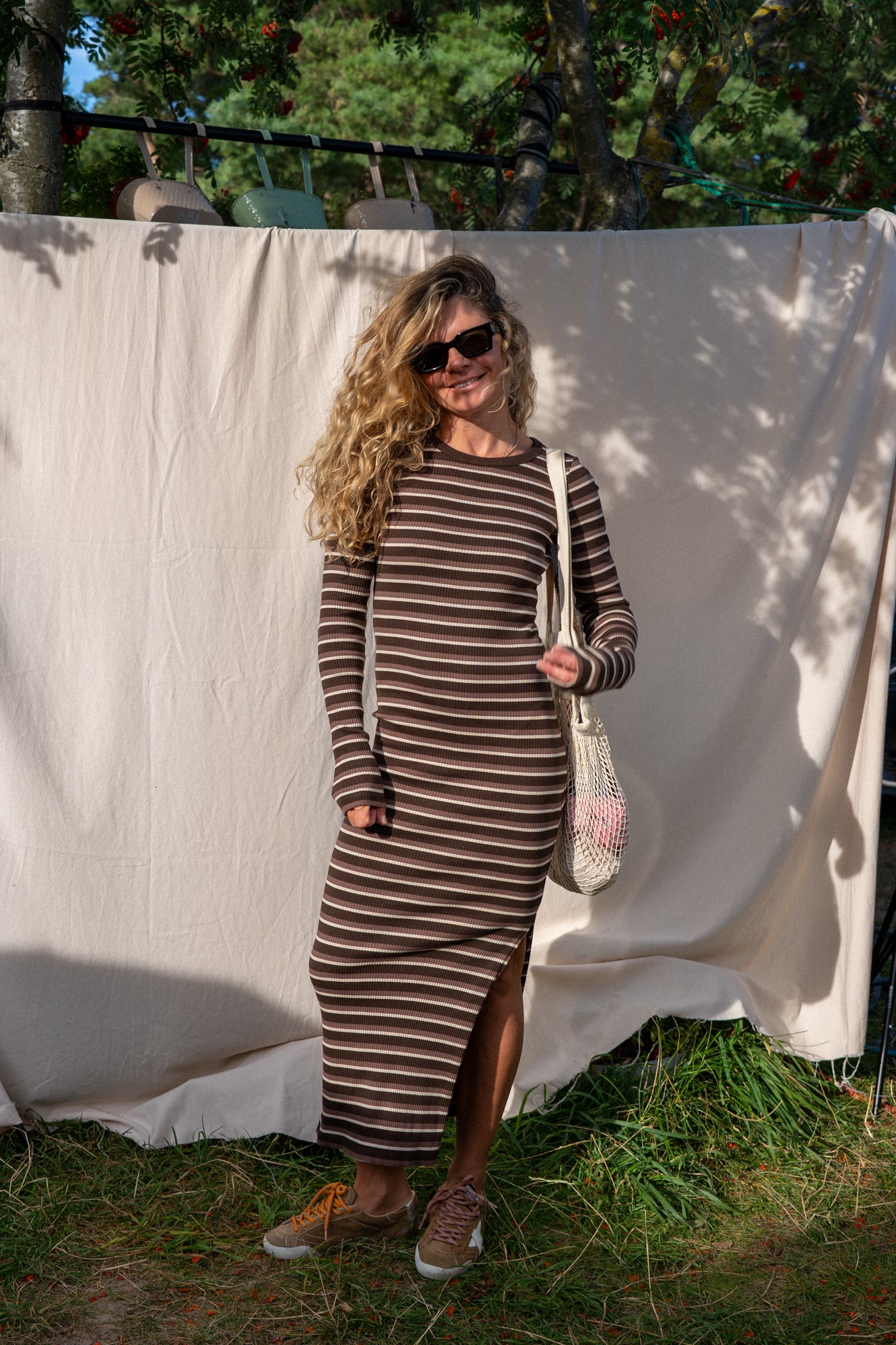 Viktoria Brown Stripes Dress - 1