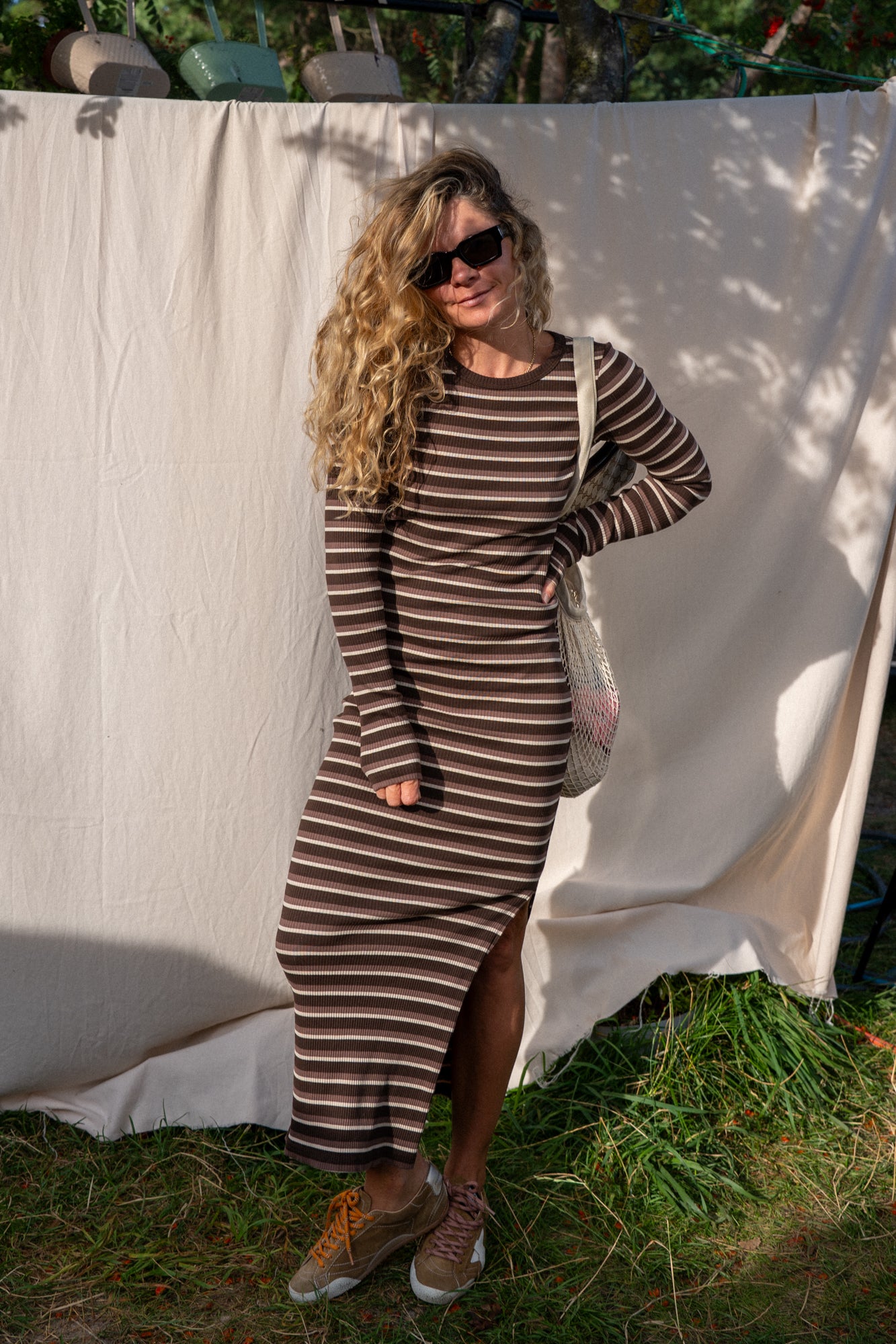 Viktoria Brown Stripes Dress - 17