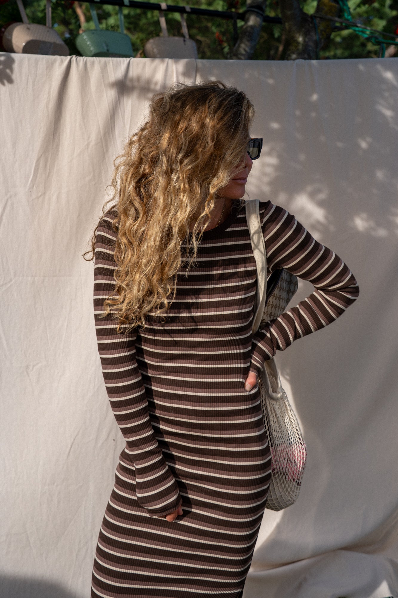 Viktoria Brown Stripes Dress - 16