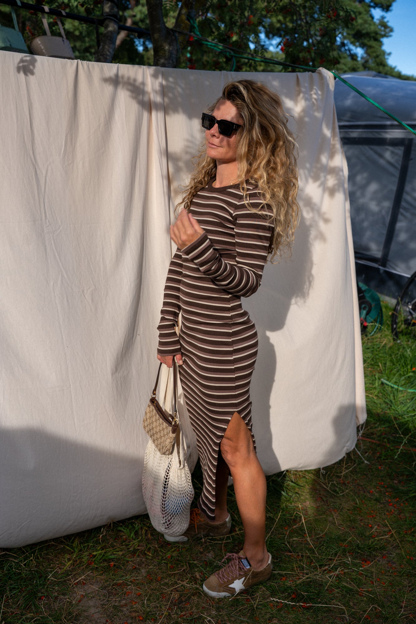 Viktoria Brown Stripes Dress - 12