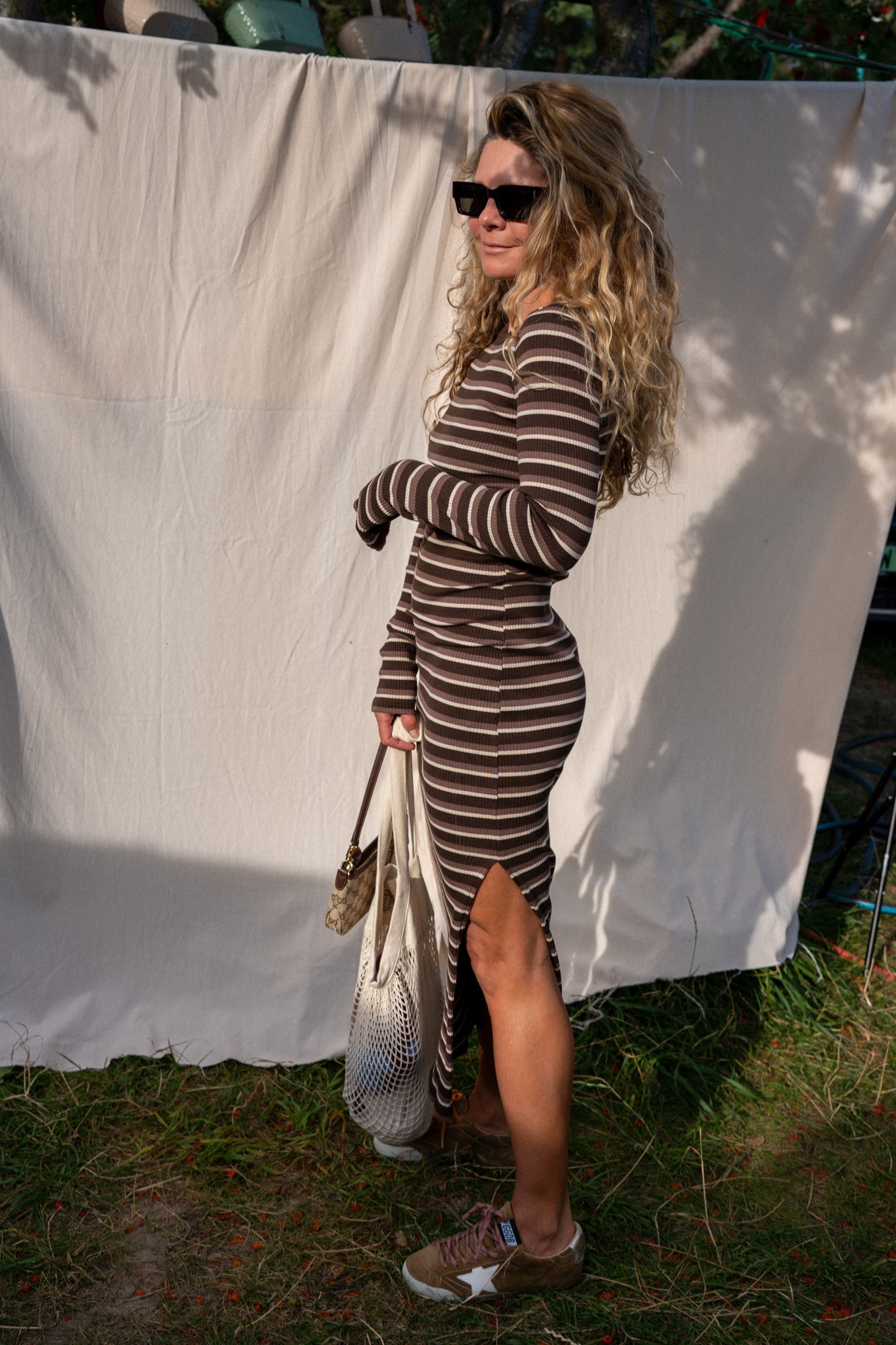 Viktoria Brown Stripes Dress - 10