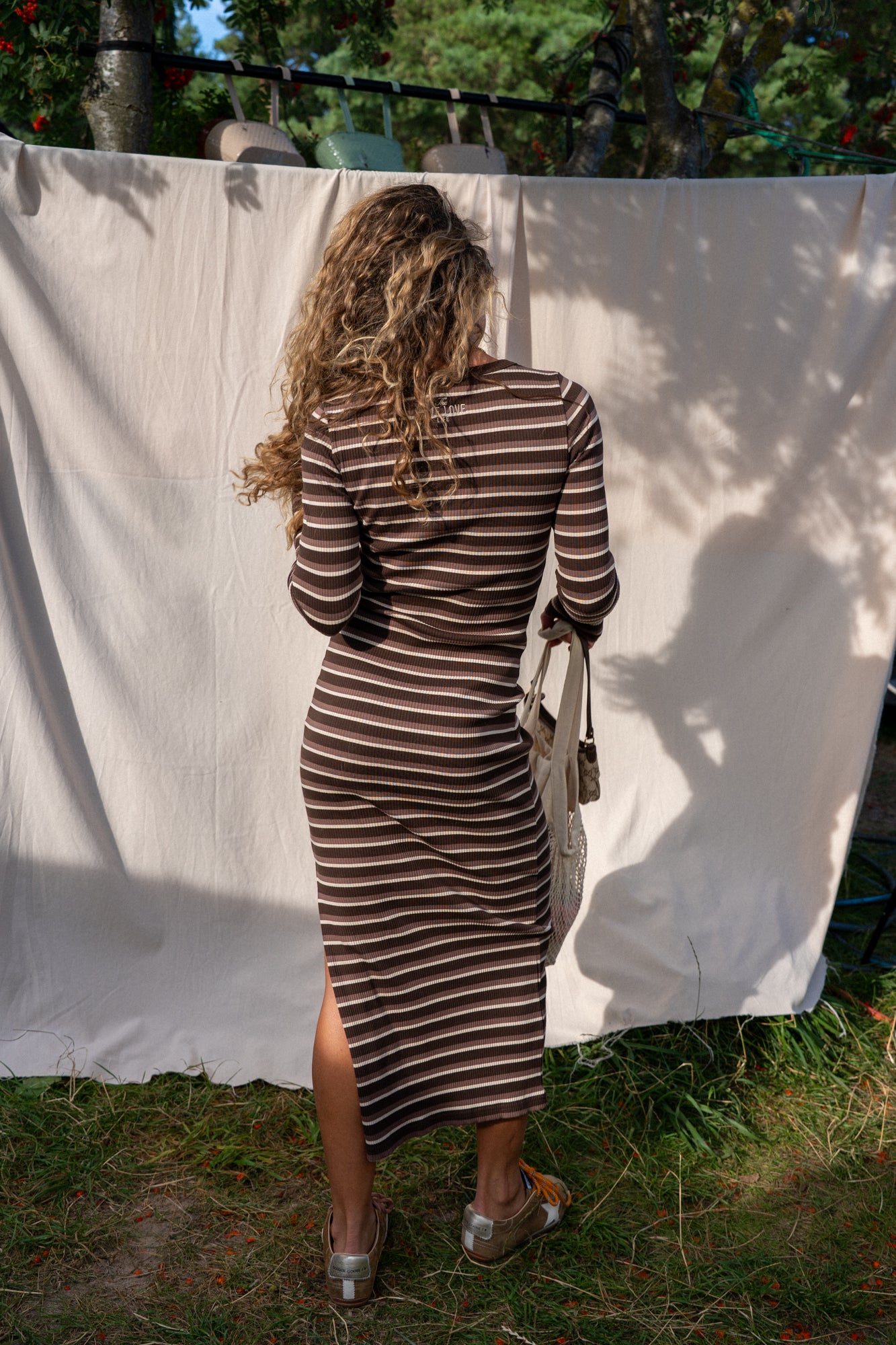 Viktoria Brown Stripes Dress - 8