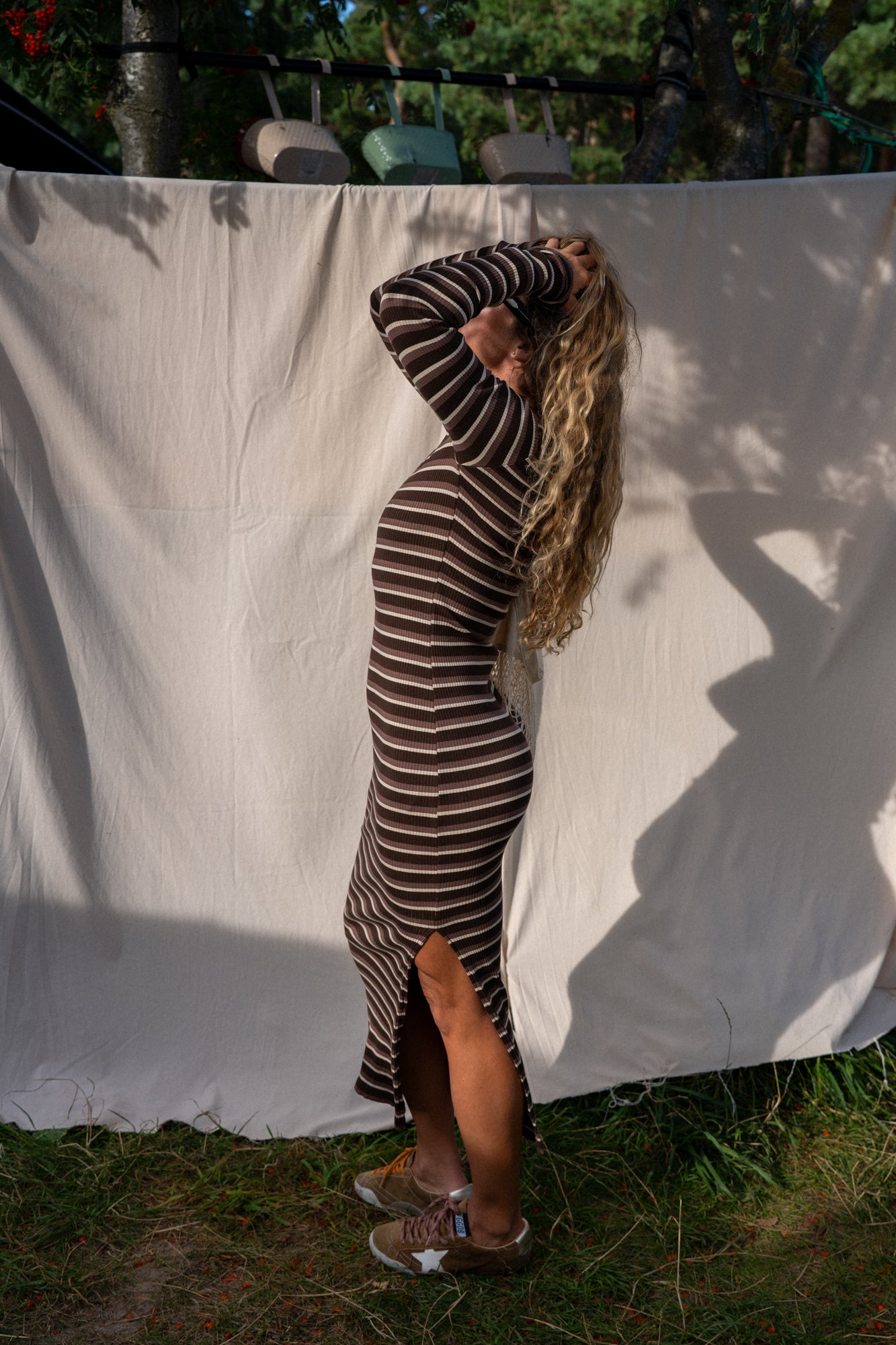 Viktoria Brown Stripes Dress - 2