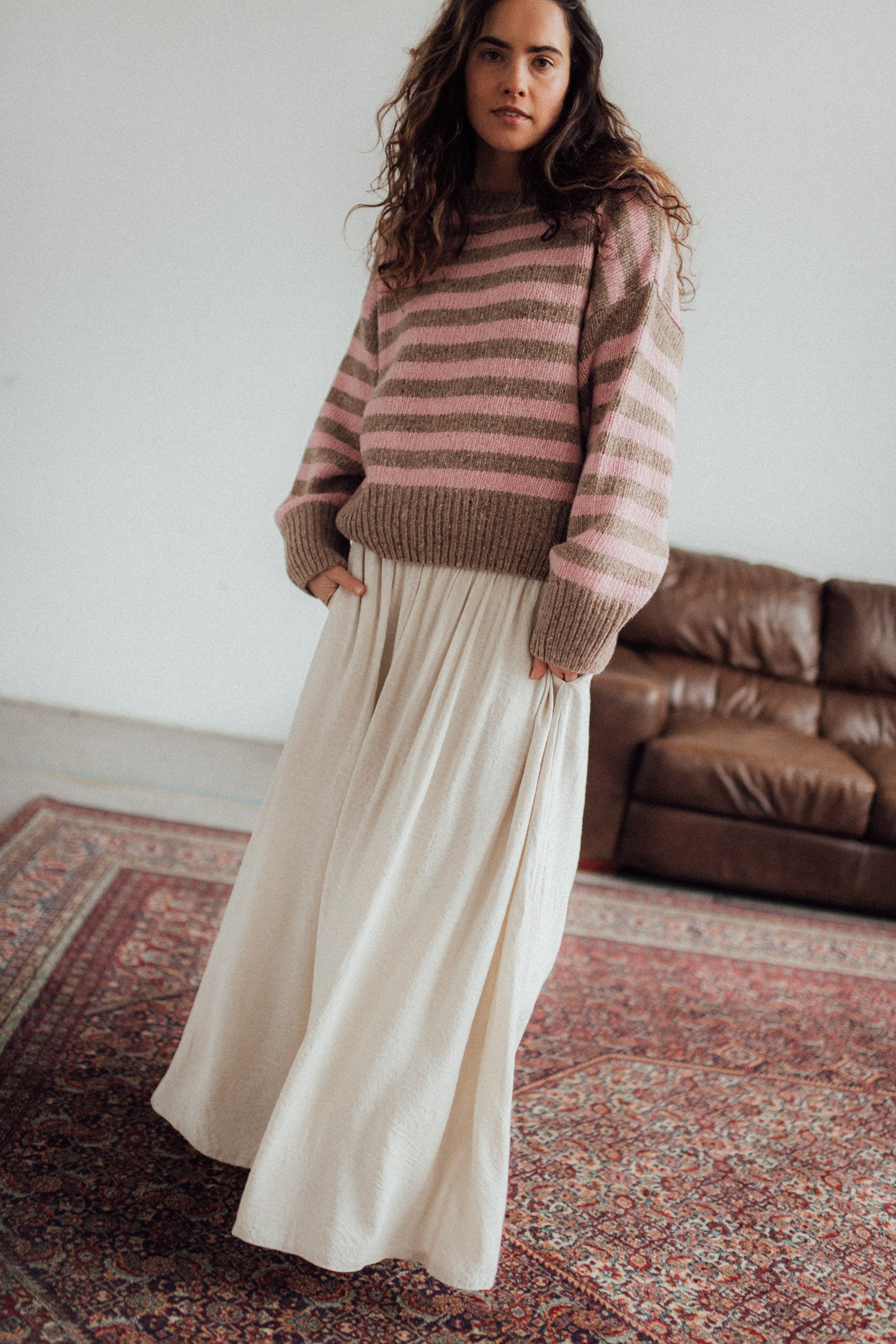 Sweter Cloud Pink/Brown Stripes