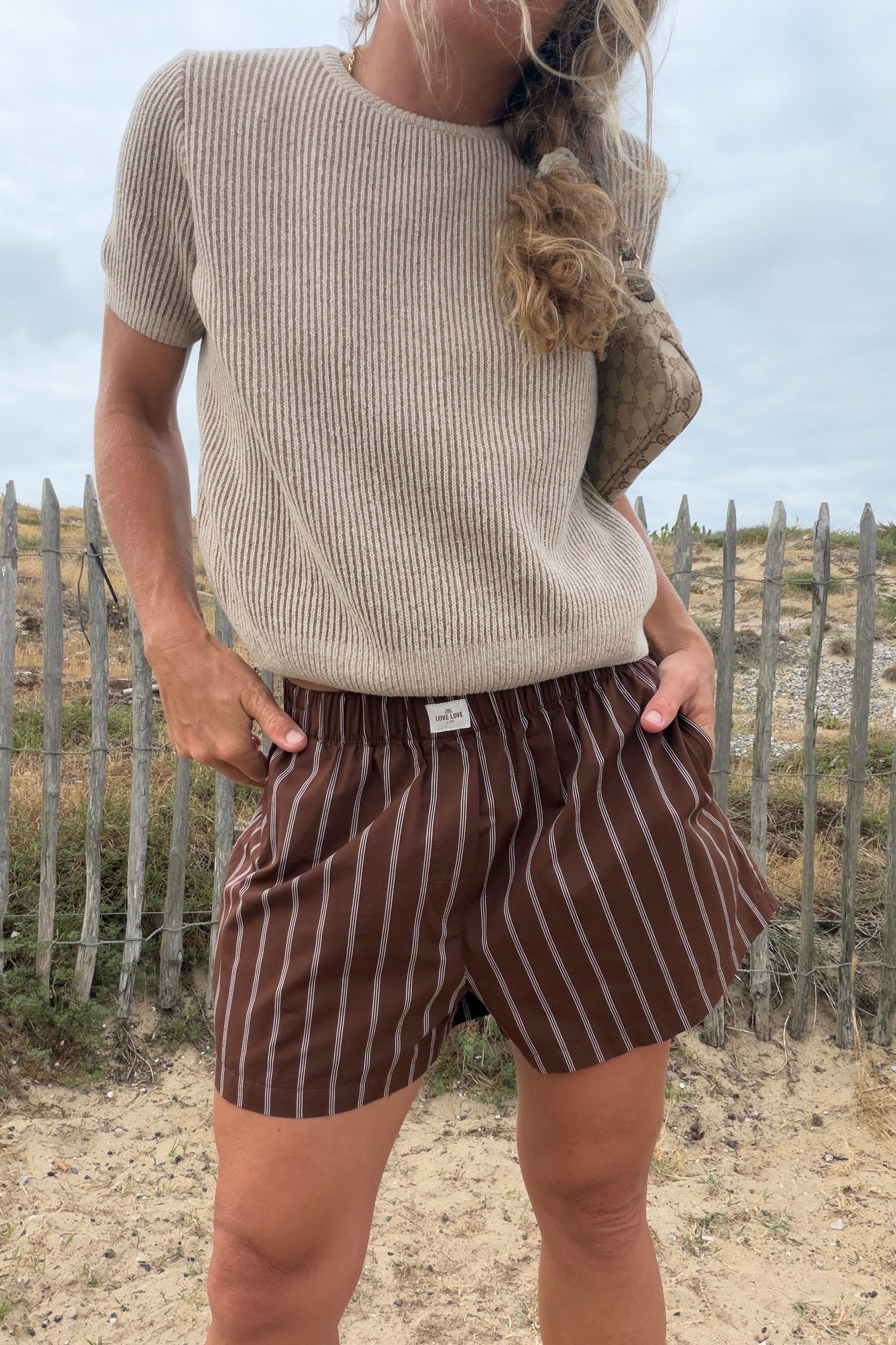 Berlin Brown Stripes Shorts - 25
