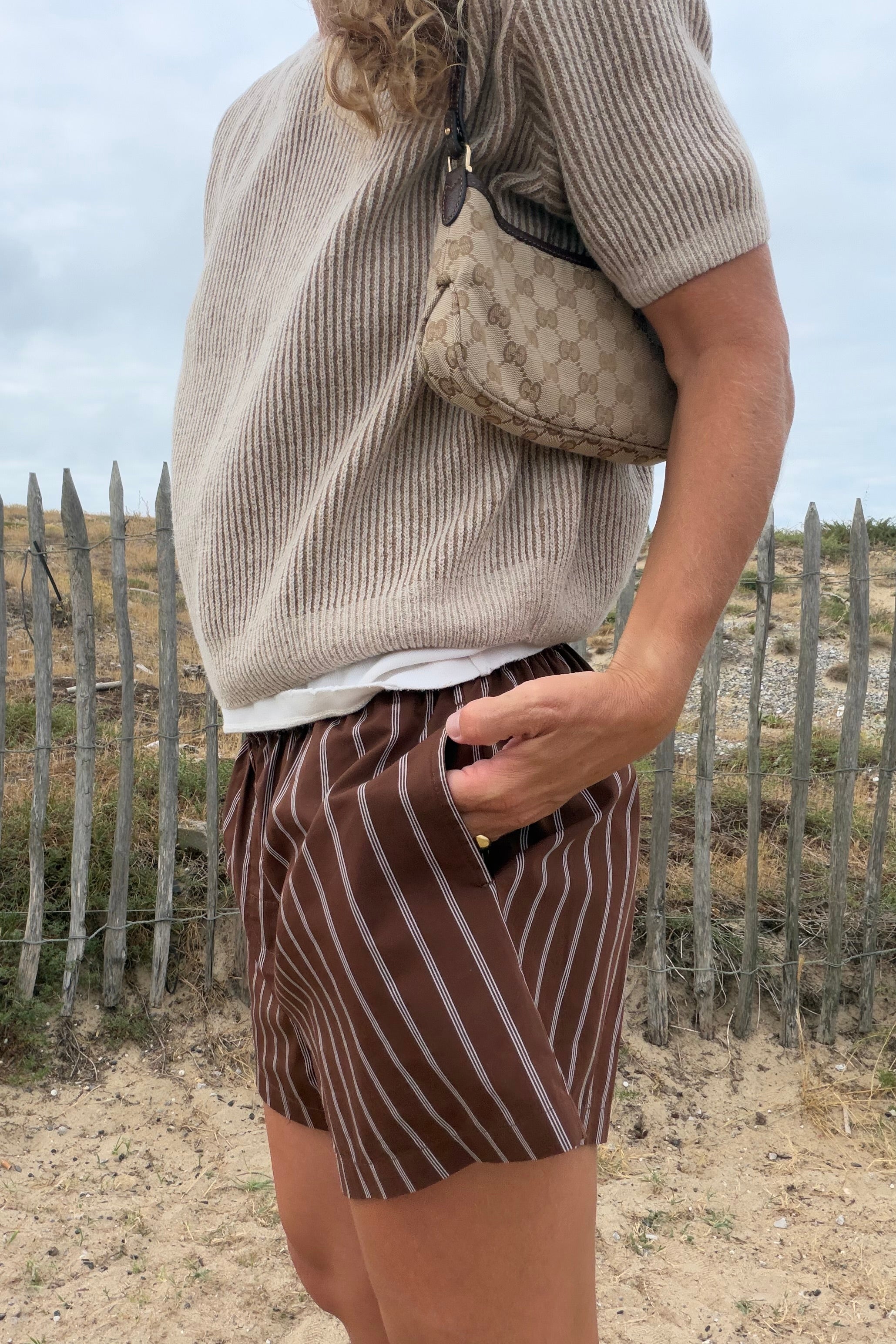 Berlin Brown Stripes Shorts - 26