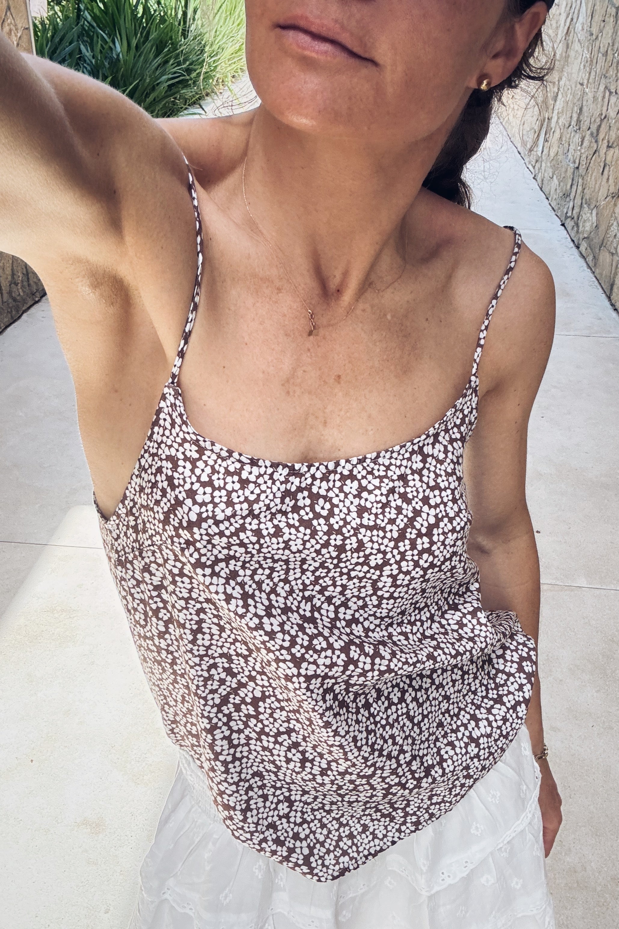 Top Kris Petit Flowers Brown