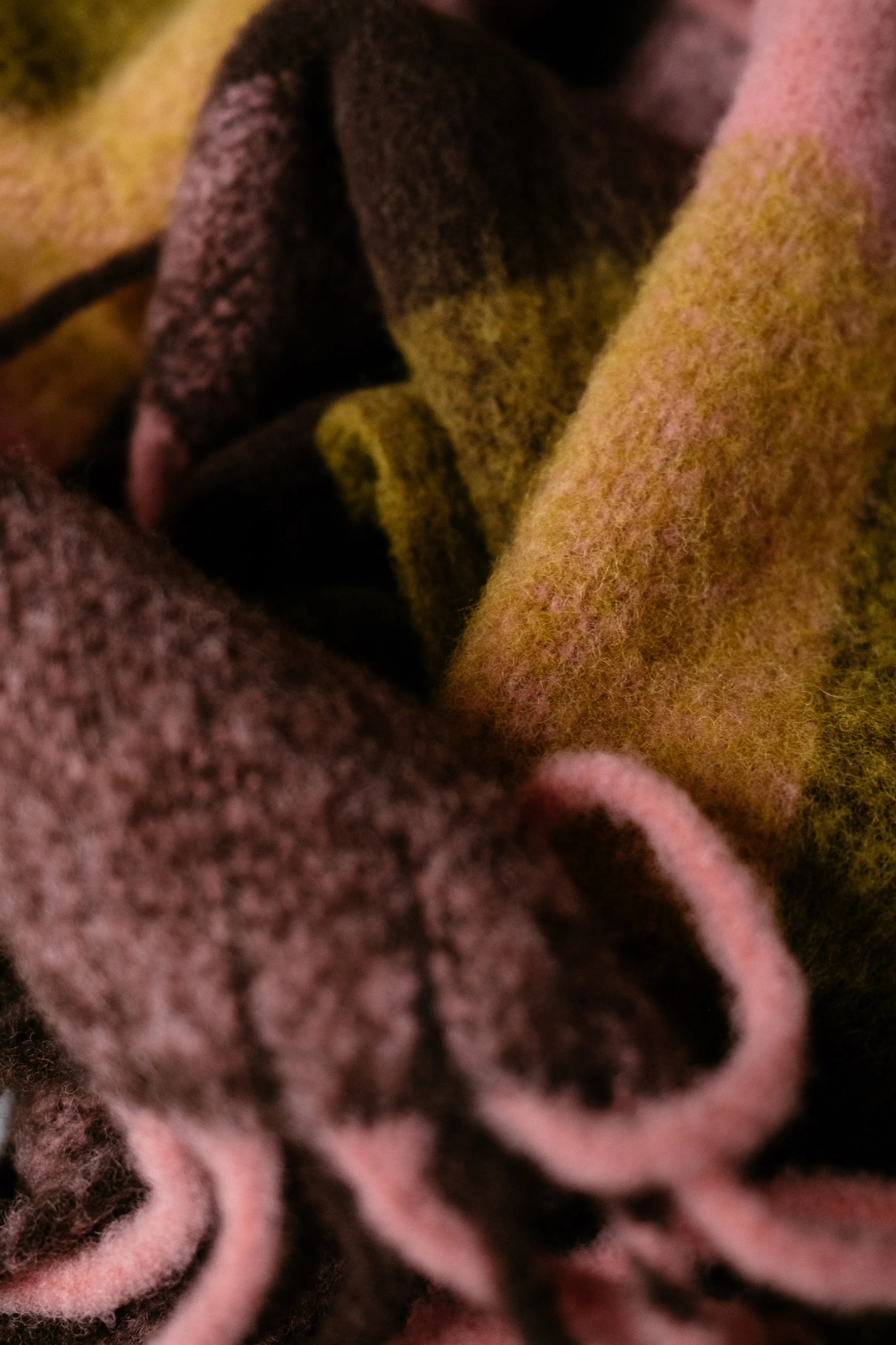 Szalik w kratę Alpaka Pink Brown
