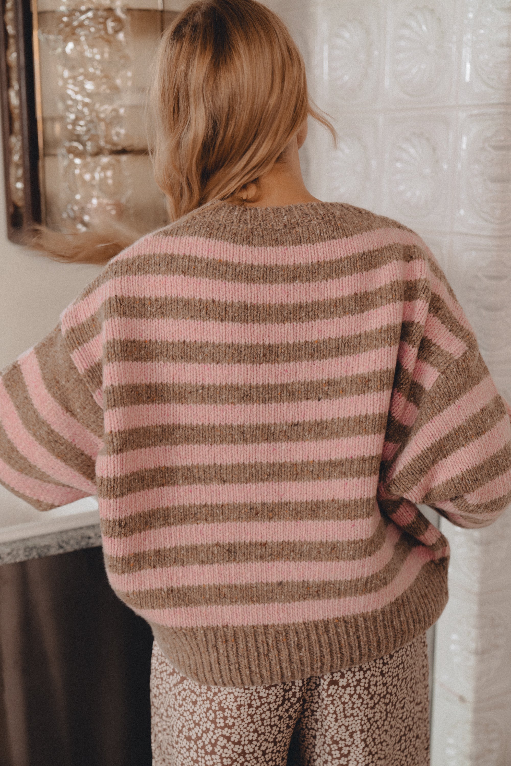 Sweter Cloud Pink/Brown Stripes