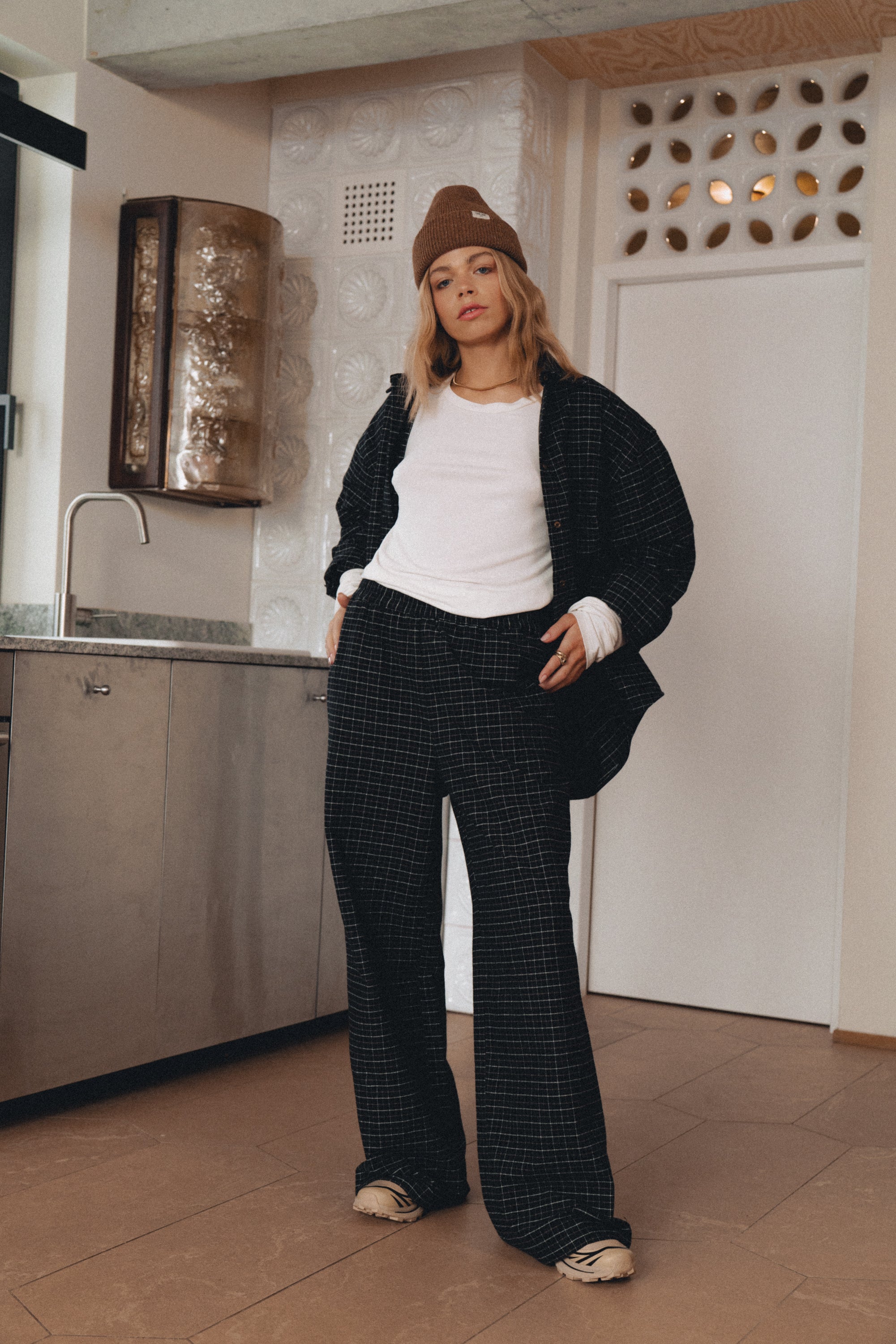 Spodnie Uppsala Black Plaid - 21
