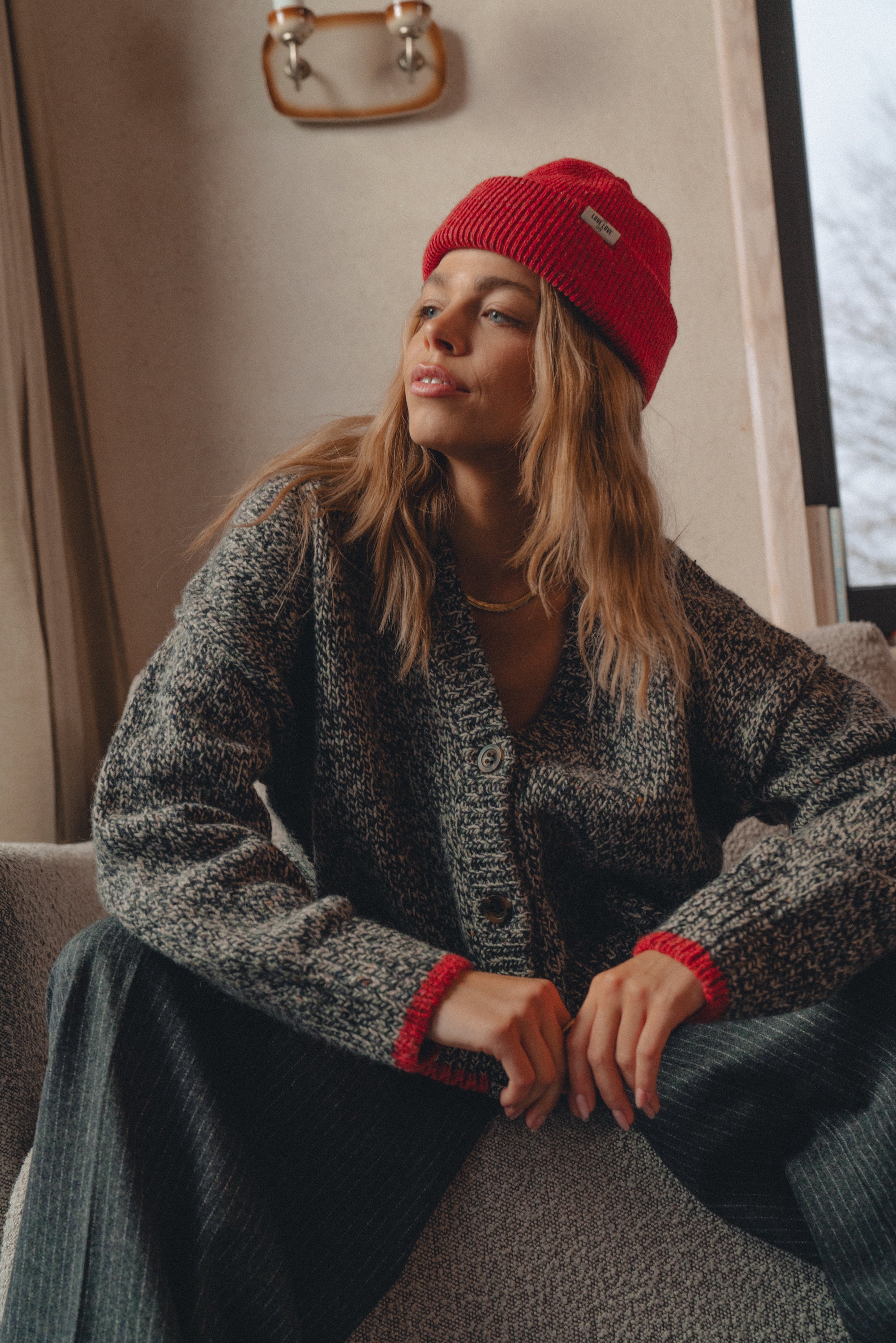 Sweter Como BL/Ecru Melange + Red - 5