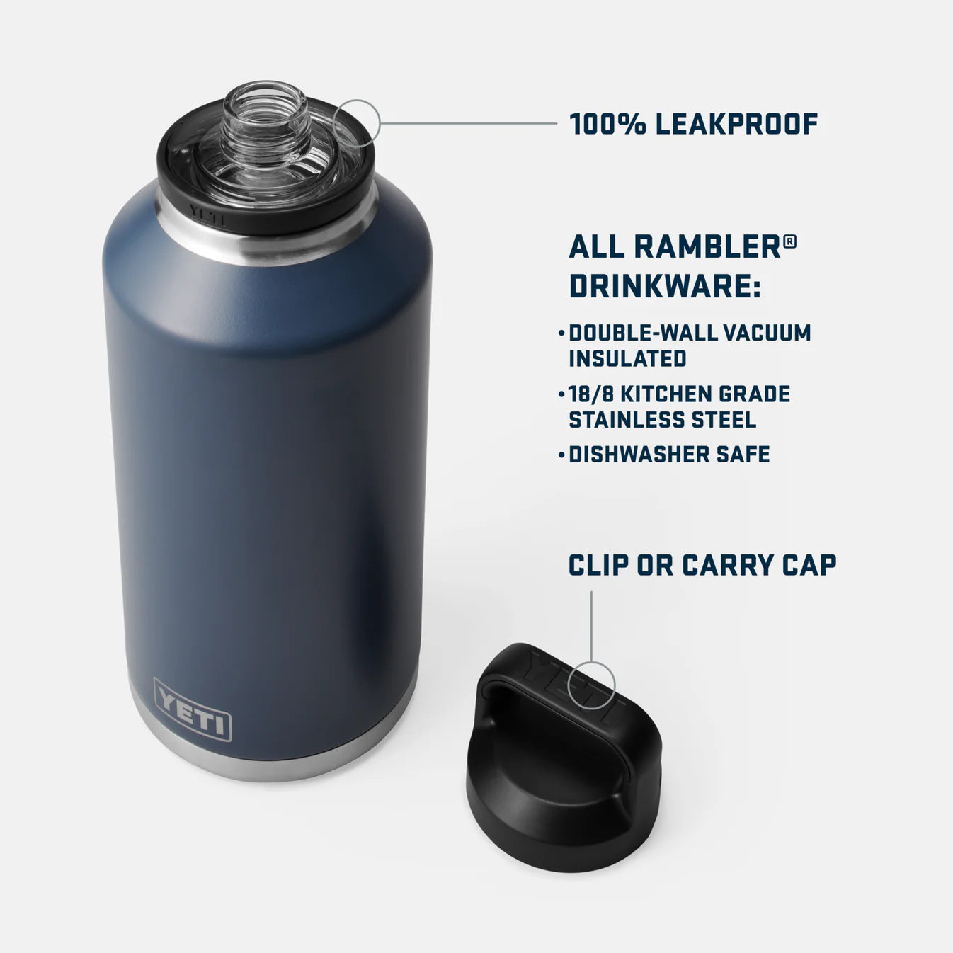 YETI RAMBLER 64 OZ BOTTLE CHUG NAVY - 4