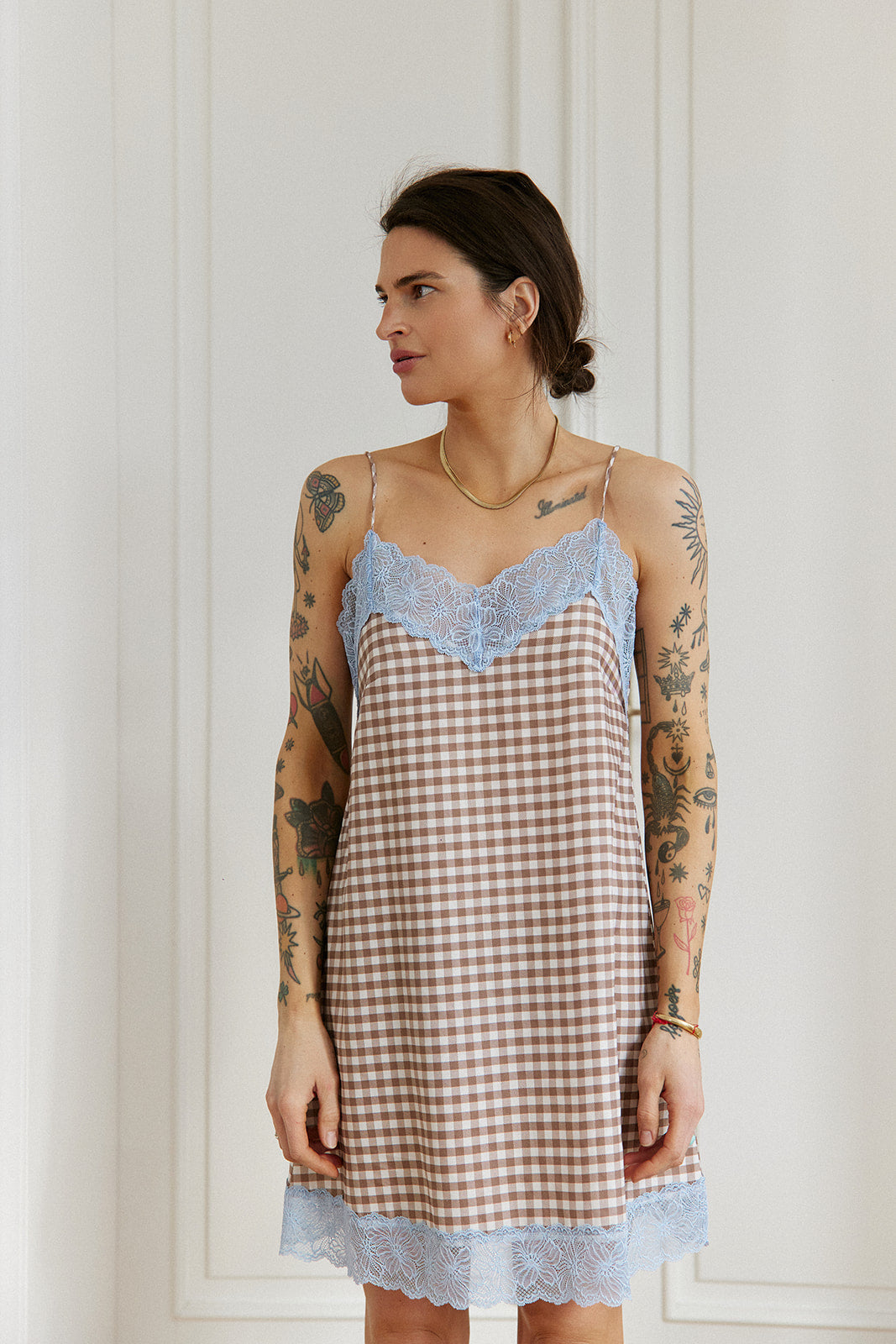 Sukienka Kim Brown Plaid - 11