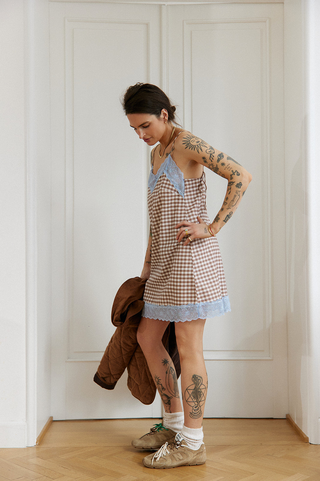 Sukienka Kim Brown Plaid - 13