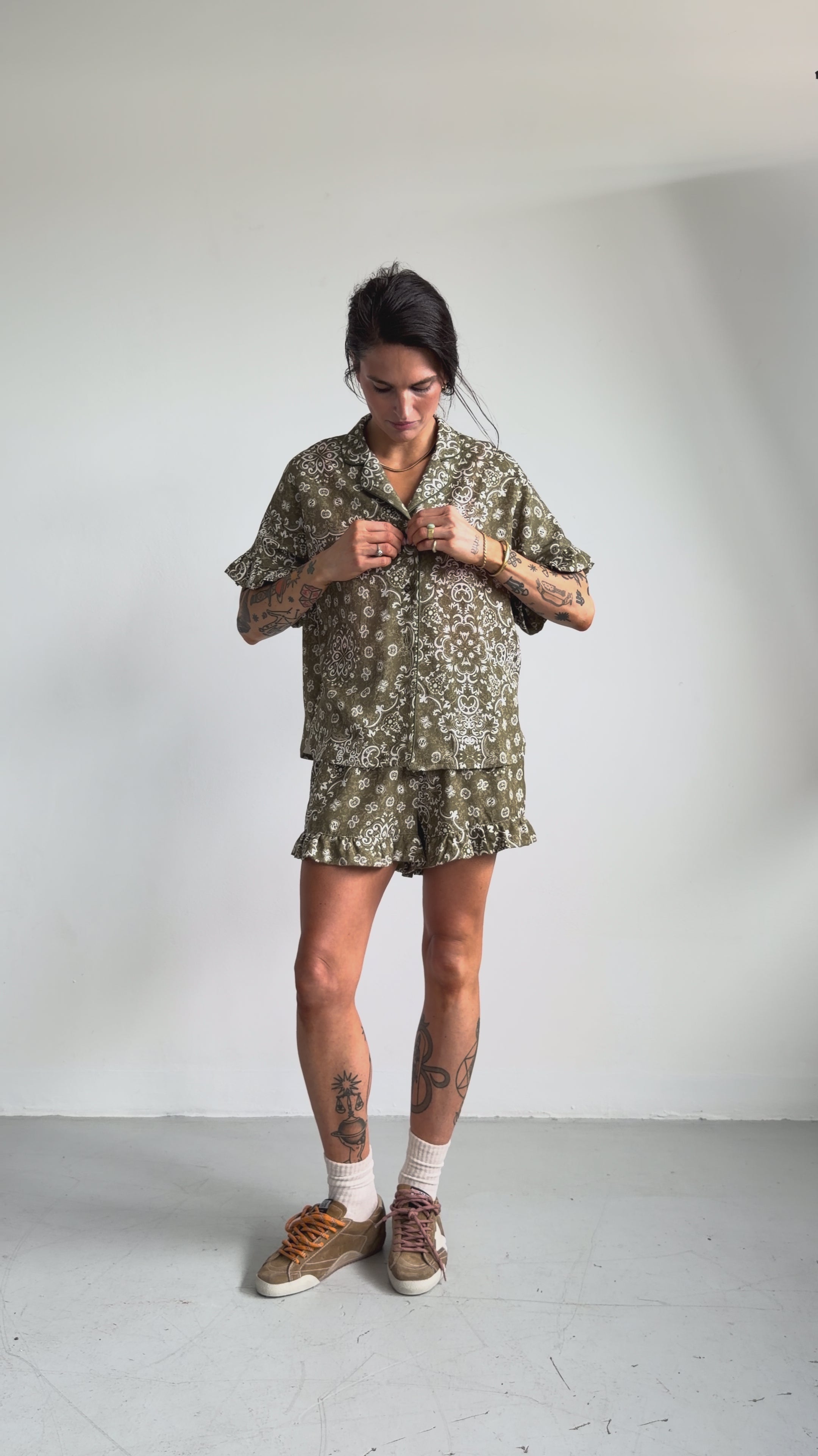 Hemd Frill Paisley Olive - 3