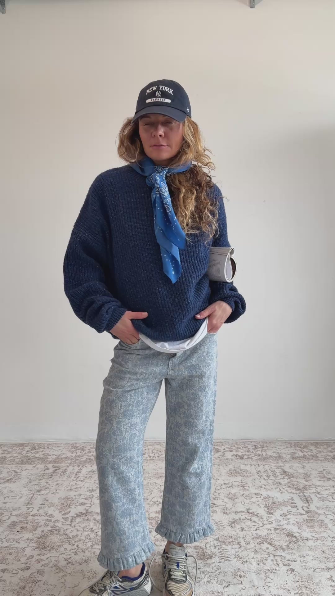 Spodnie Capri Blue Jacquard - 14