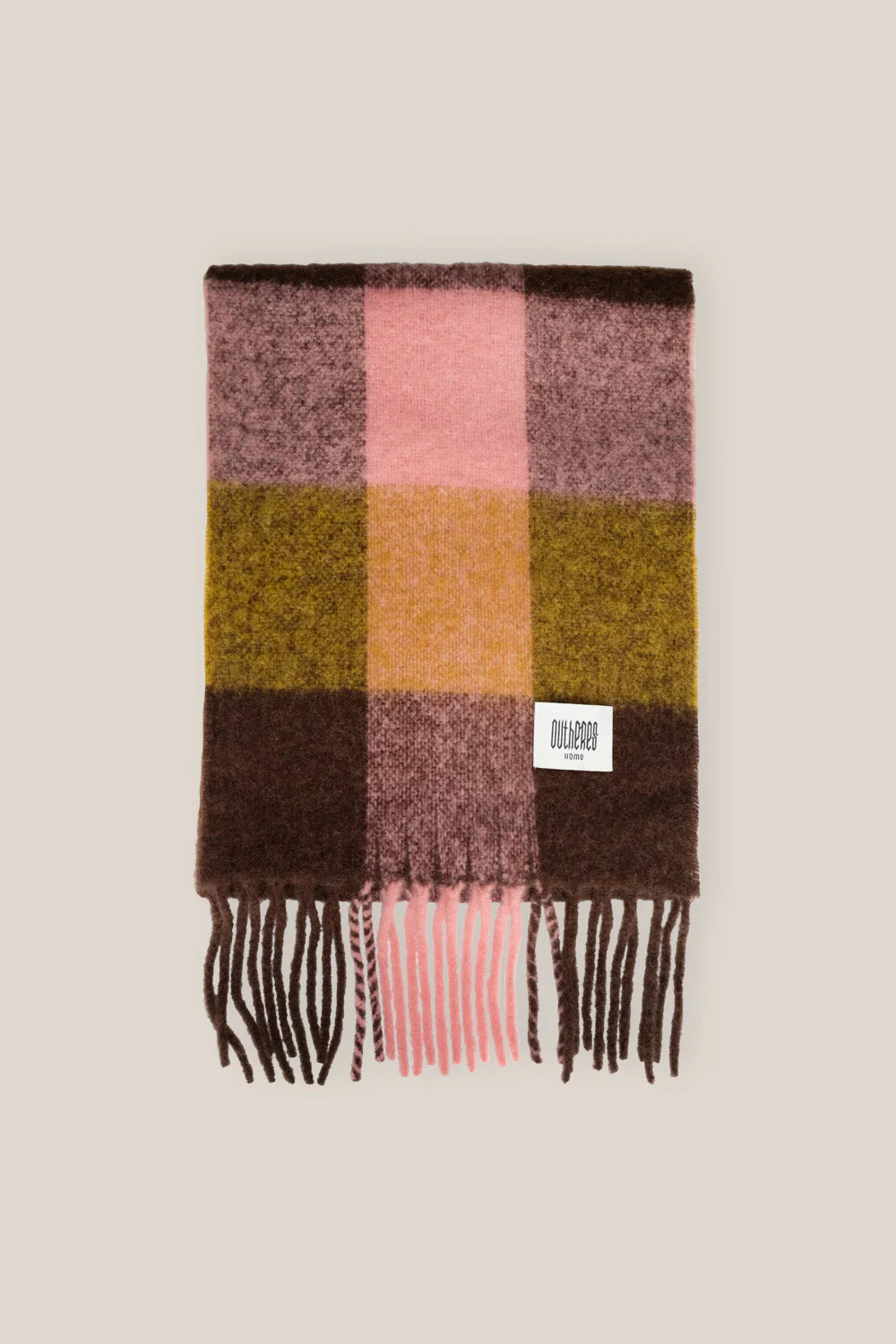 Szalik w kratę Alpaka Pink Brown
