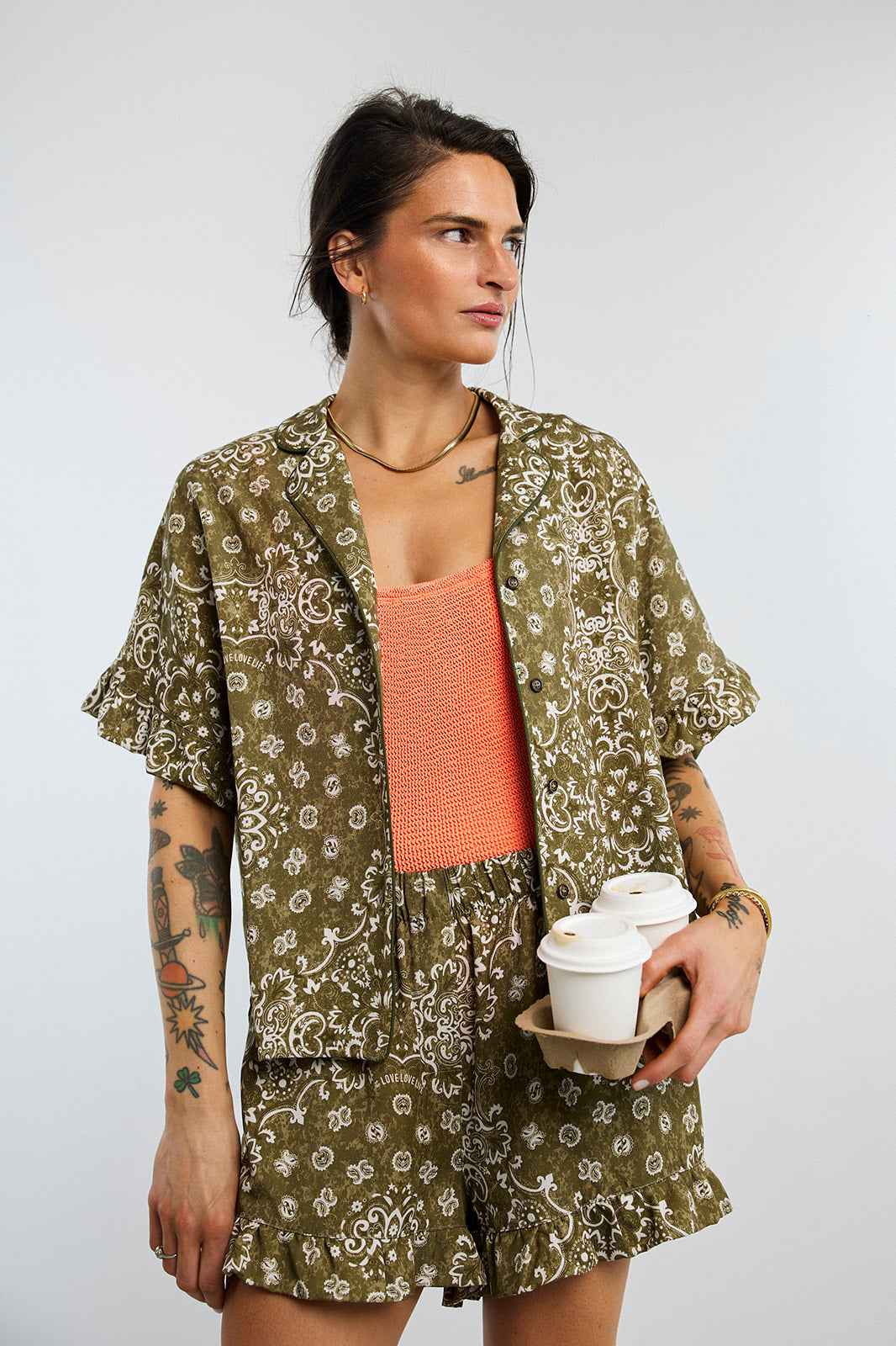 Hemd Frill Paisley Olive