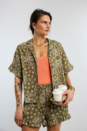 Koszula Frill Paisley Olive