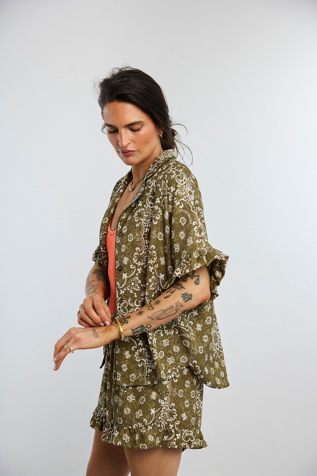 Koszula Frill Paisley Olive - 15